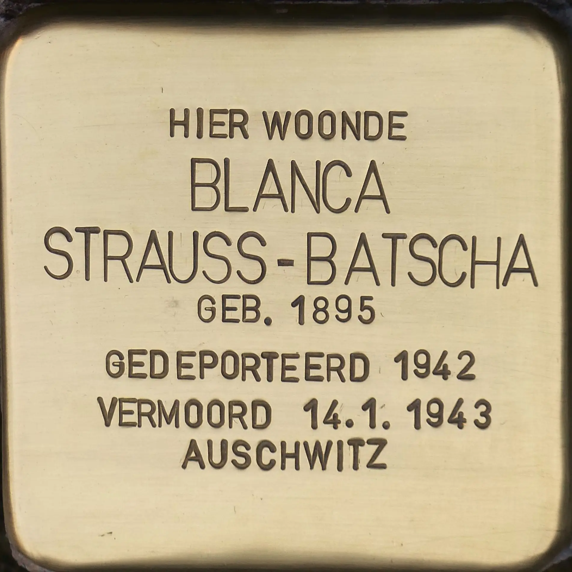Struikelsteen voor Blanca Sahra Strauss-Batscha