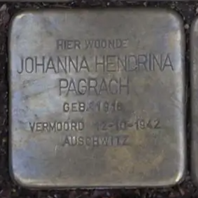 Struikelsteen voor Johanna Hendrina Cohen-Pagrach