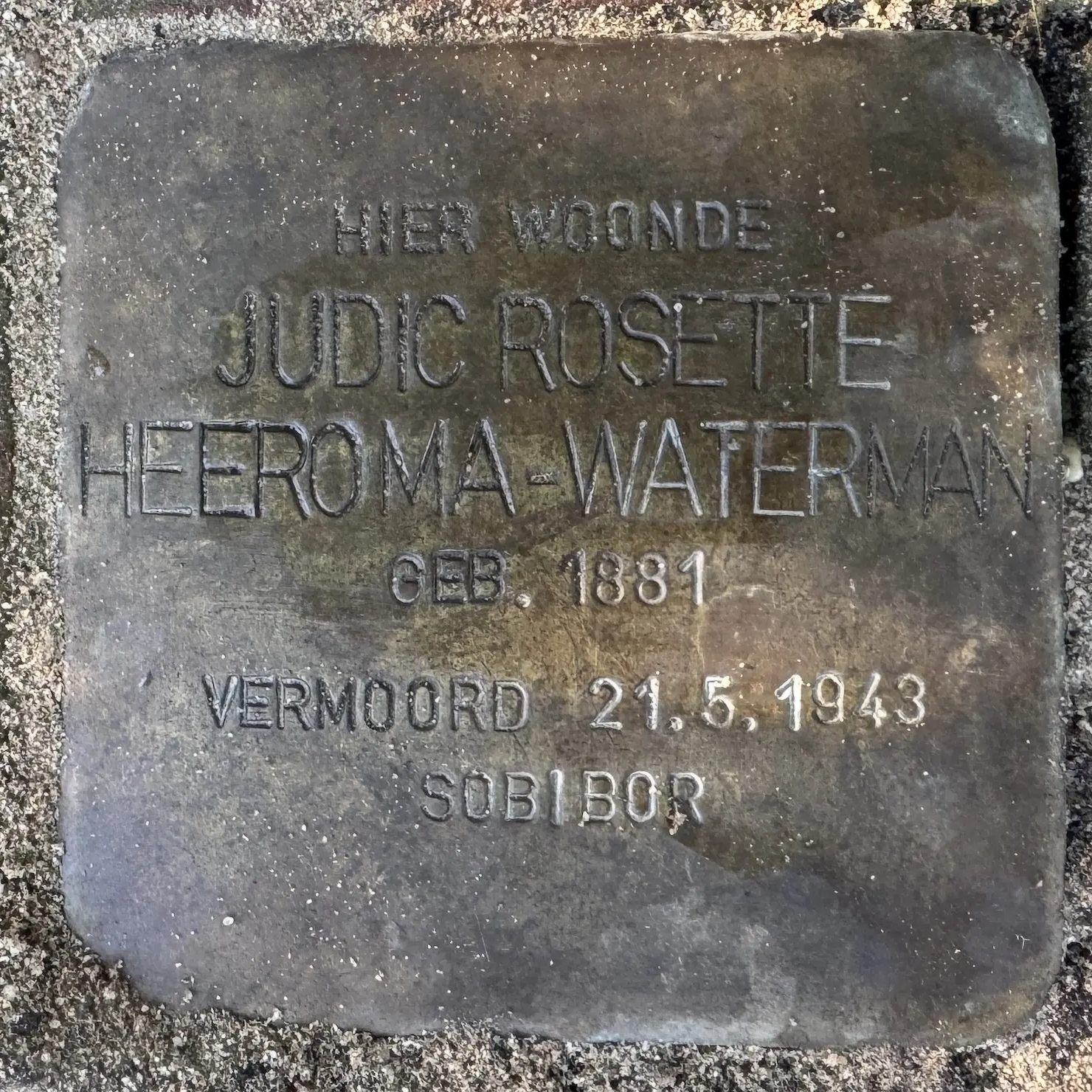 Struikelsteen voor Judic Heeroma-Waterman