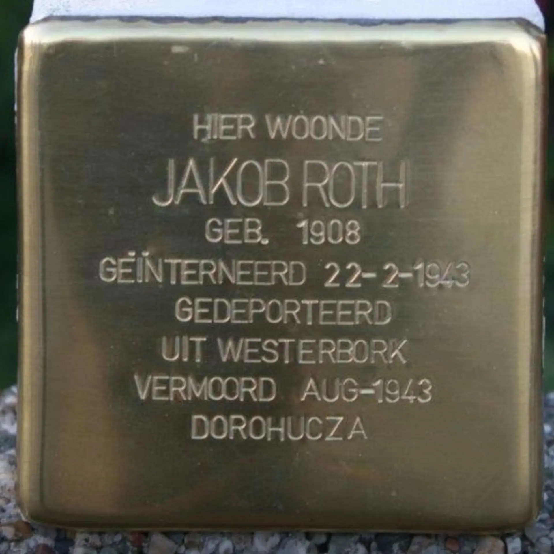 Struikelsteen voor Jakob Roth