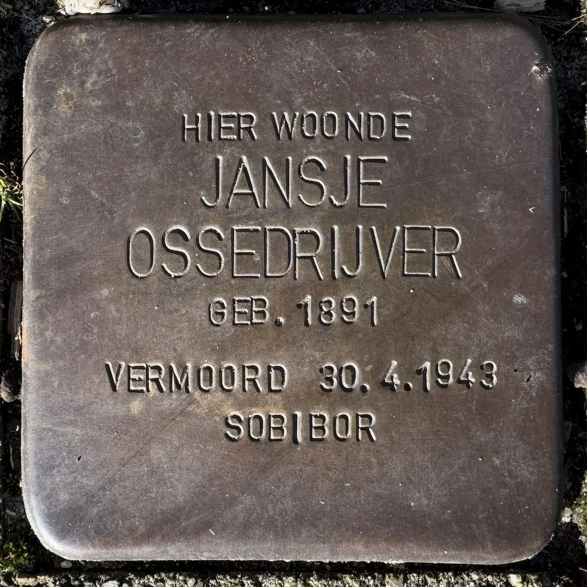 Struikelsteen voor Jansje Ossedrijver