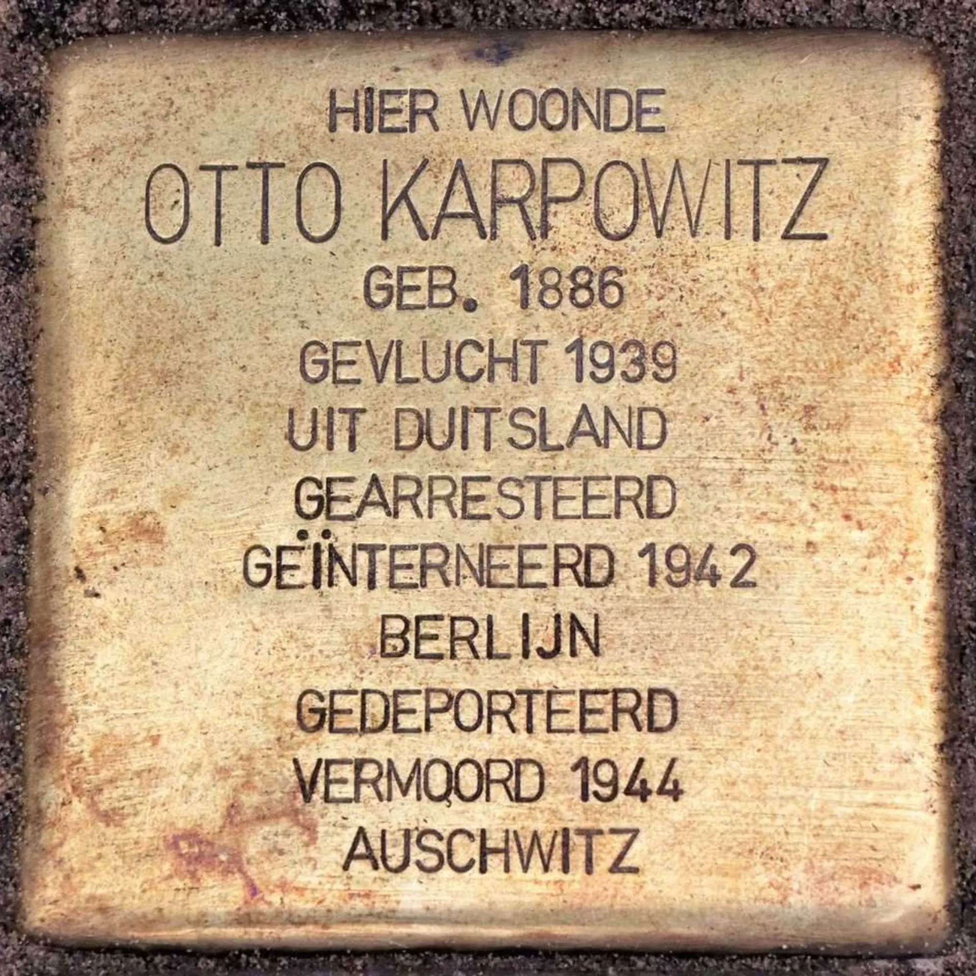 Struikelsteen voor Otto Karpowitz