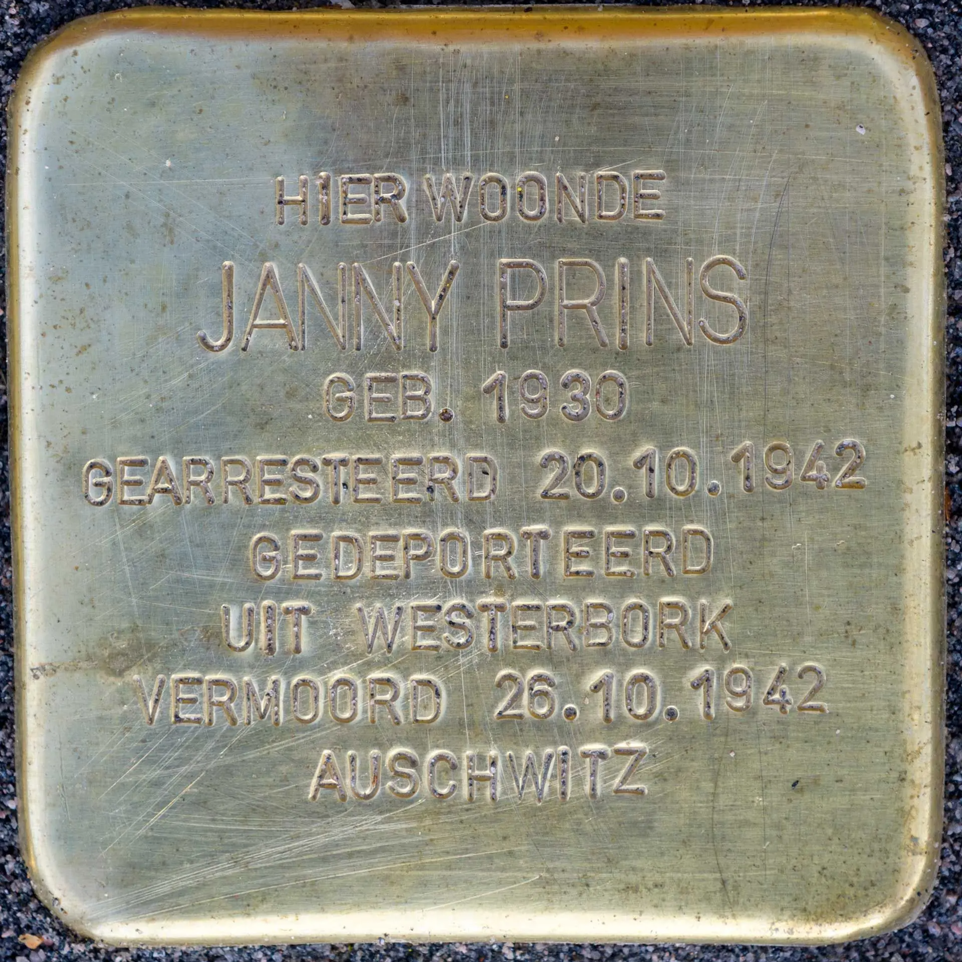 Struikelsteen voor Janny Prins