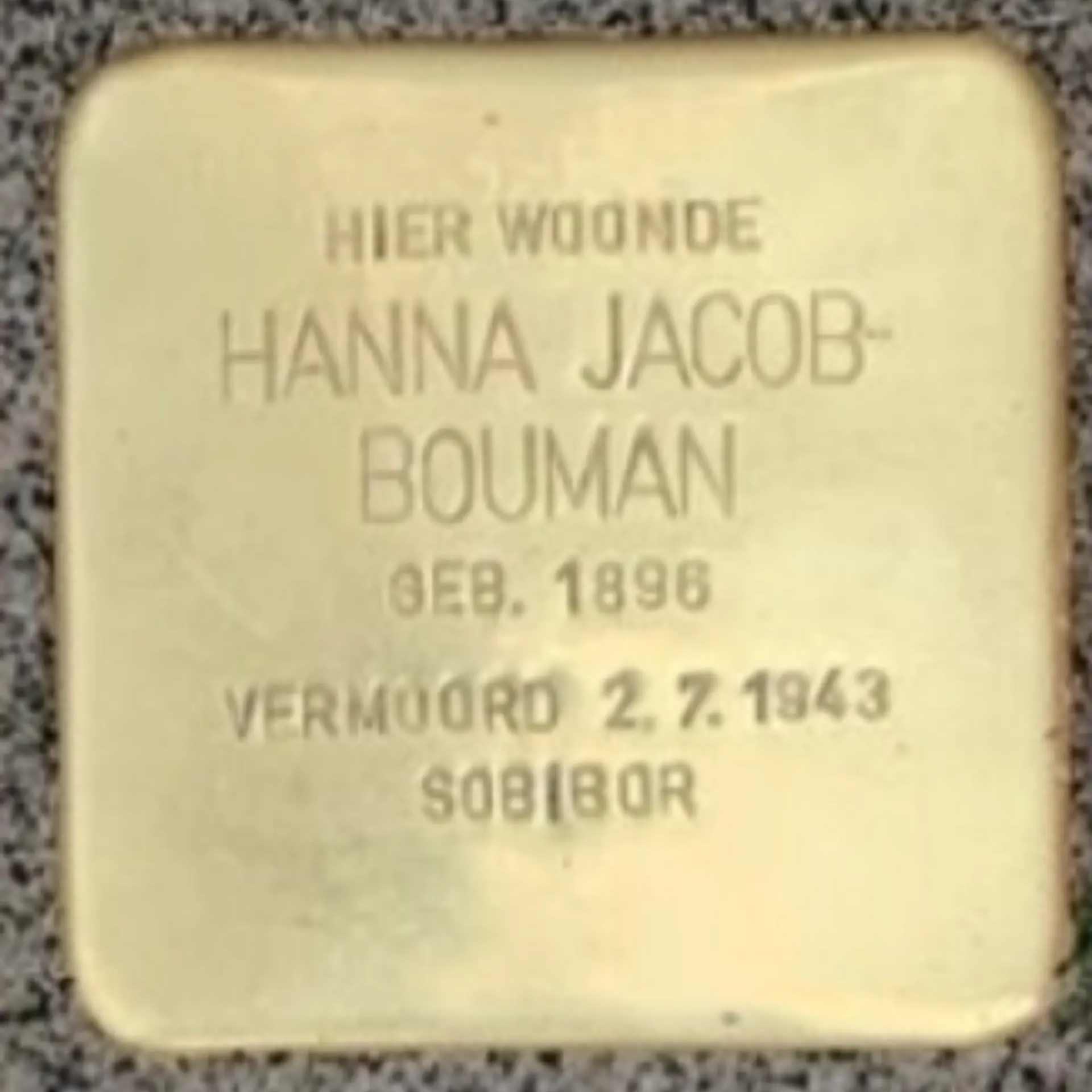 Struikelsteen voor Hanna Jacob-Bouman