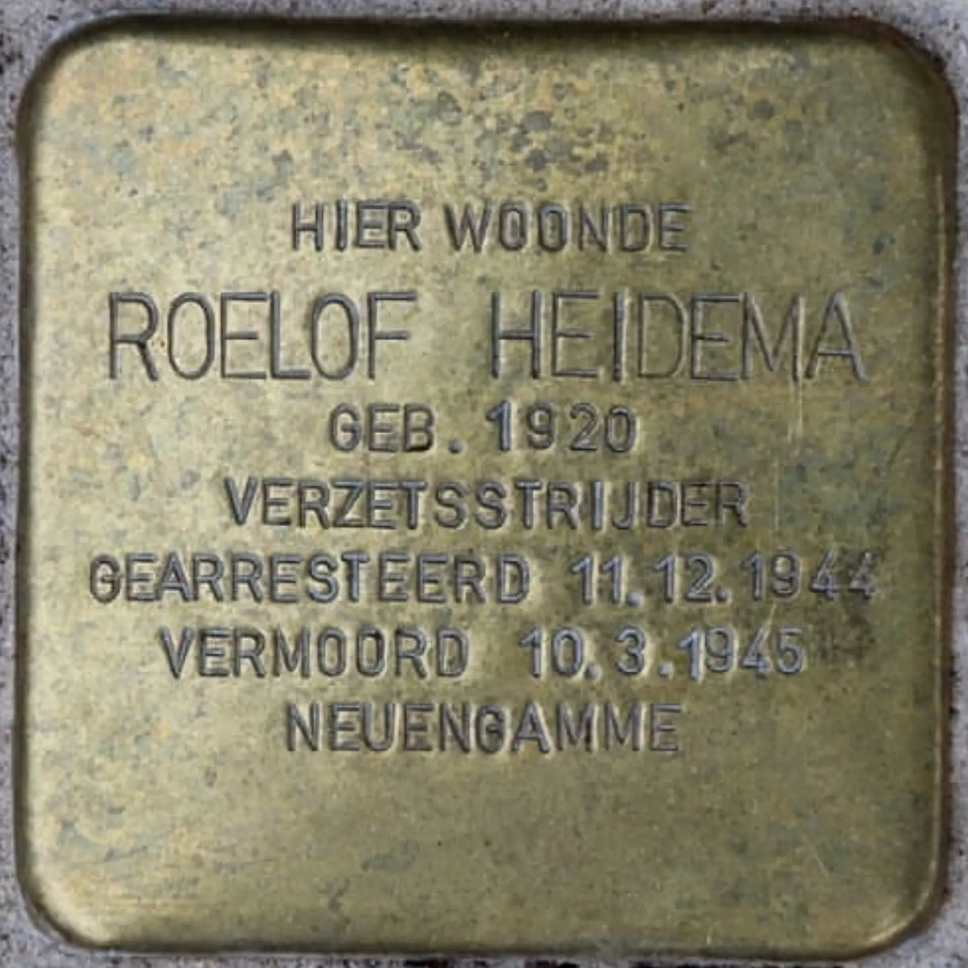 Struikelsteen voor Roelof Heidema