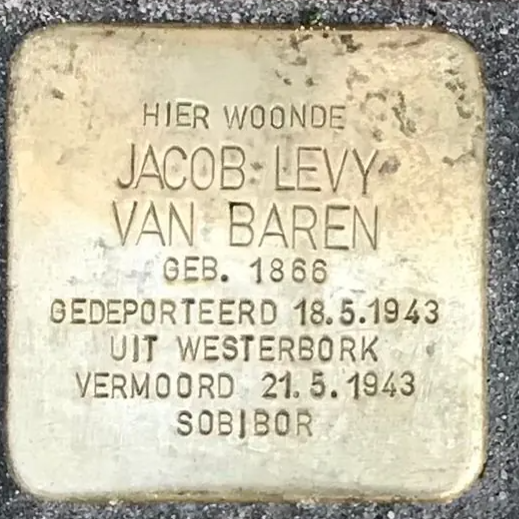 Struikelsteen voor Jacob Levy van Baren