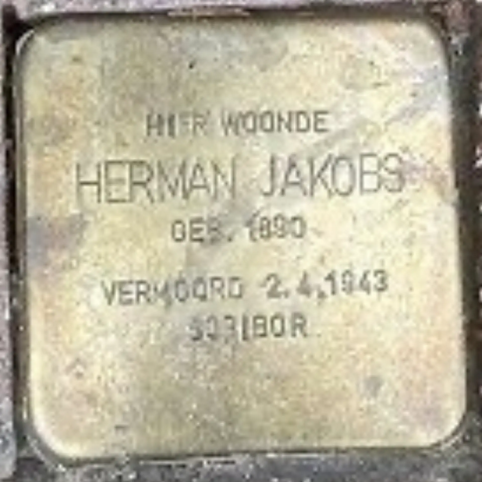 Struikelsteen voor Herman Jakobs