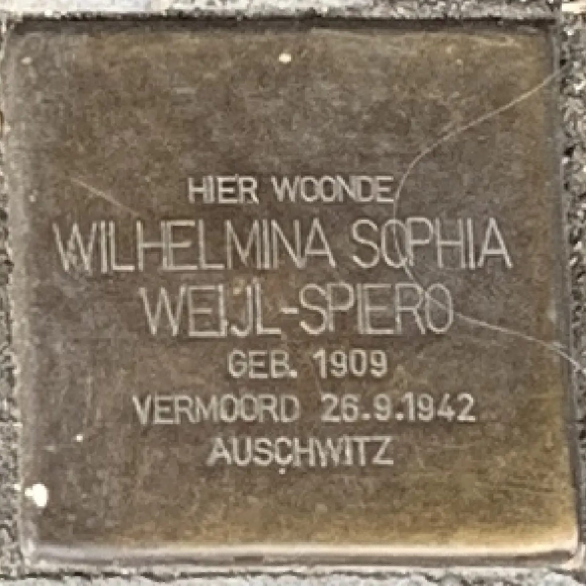 Struikelsteen voor Wilhelmina Sophia Weijl-Spiero