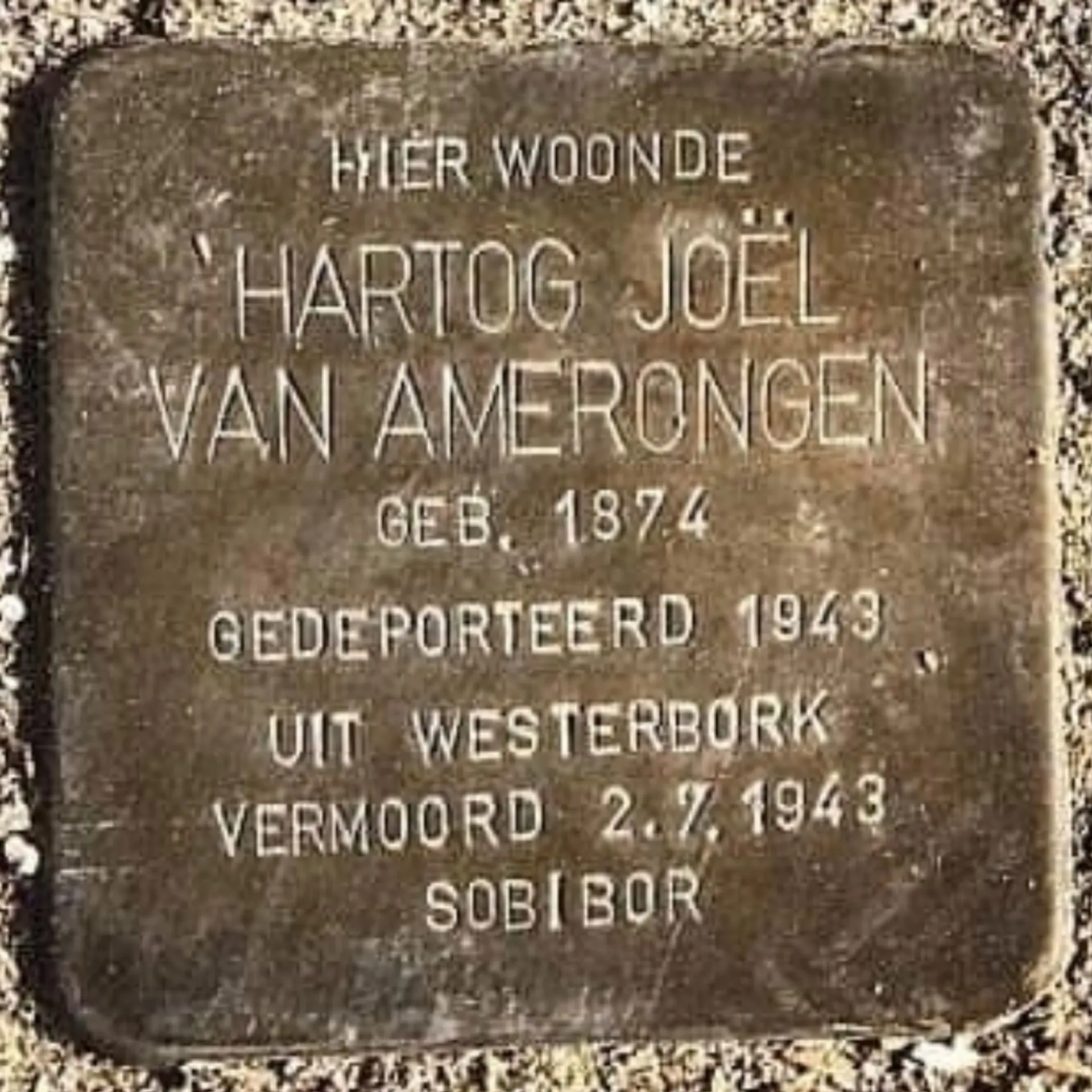 Struikelsteen voor Hartog Joël van Amerongen