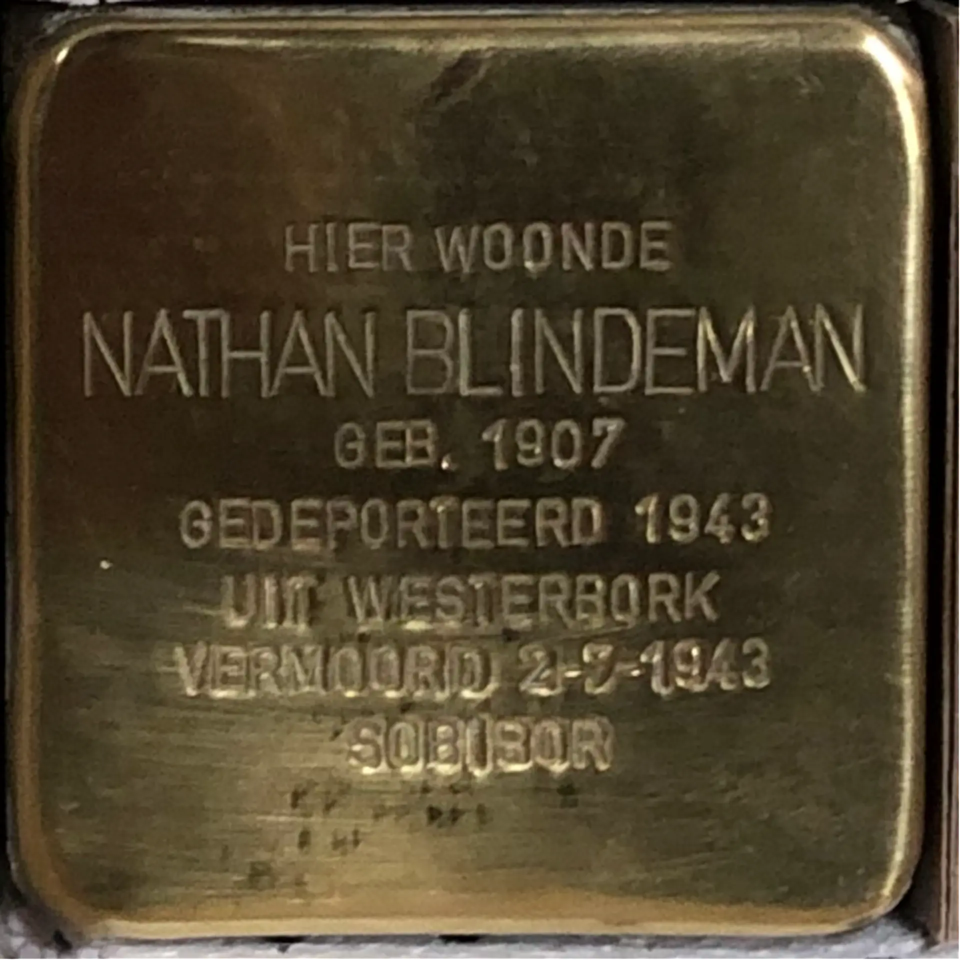 Struikelsteen voor Nathan Michiel Emanuel Blindeman