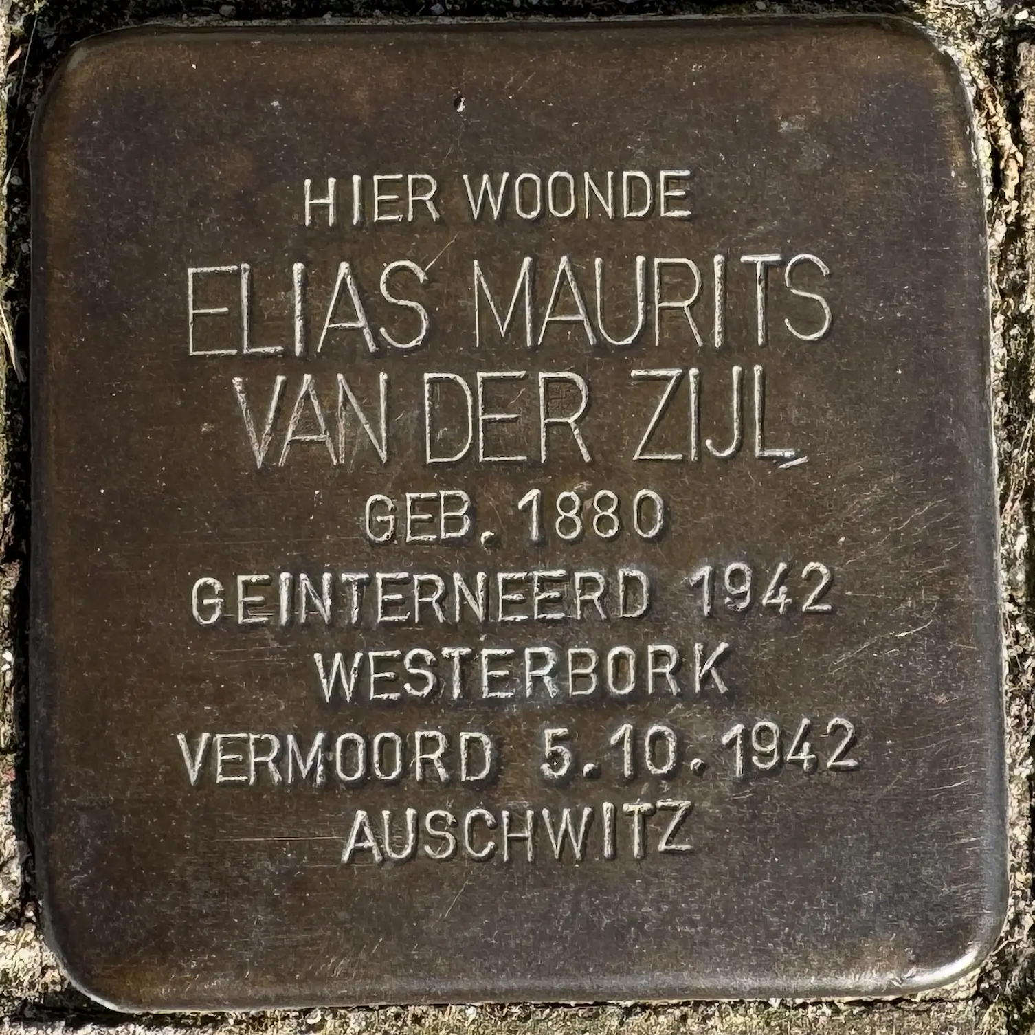 Struikelsteen voor Elias Maurits van der Zijl