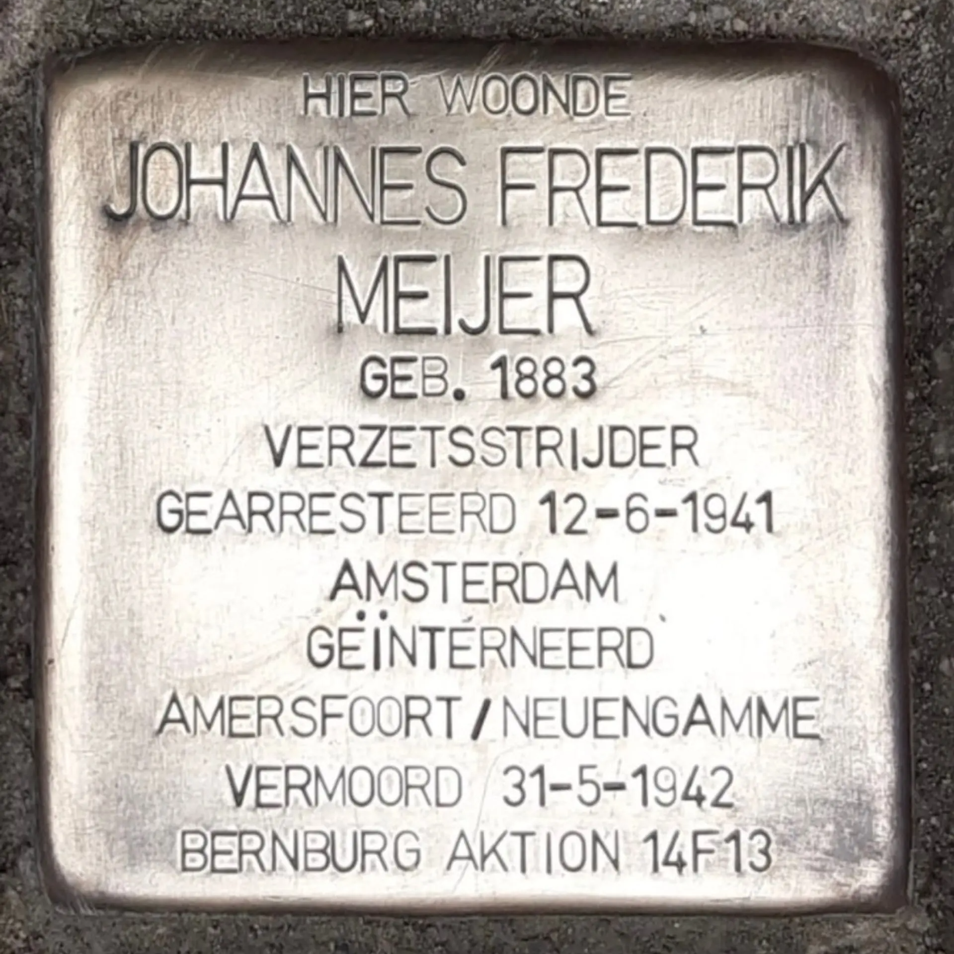 Struikelsteen voor Johannes Frederik Meijer