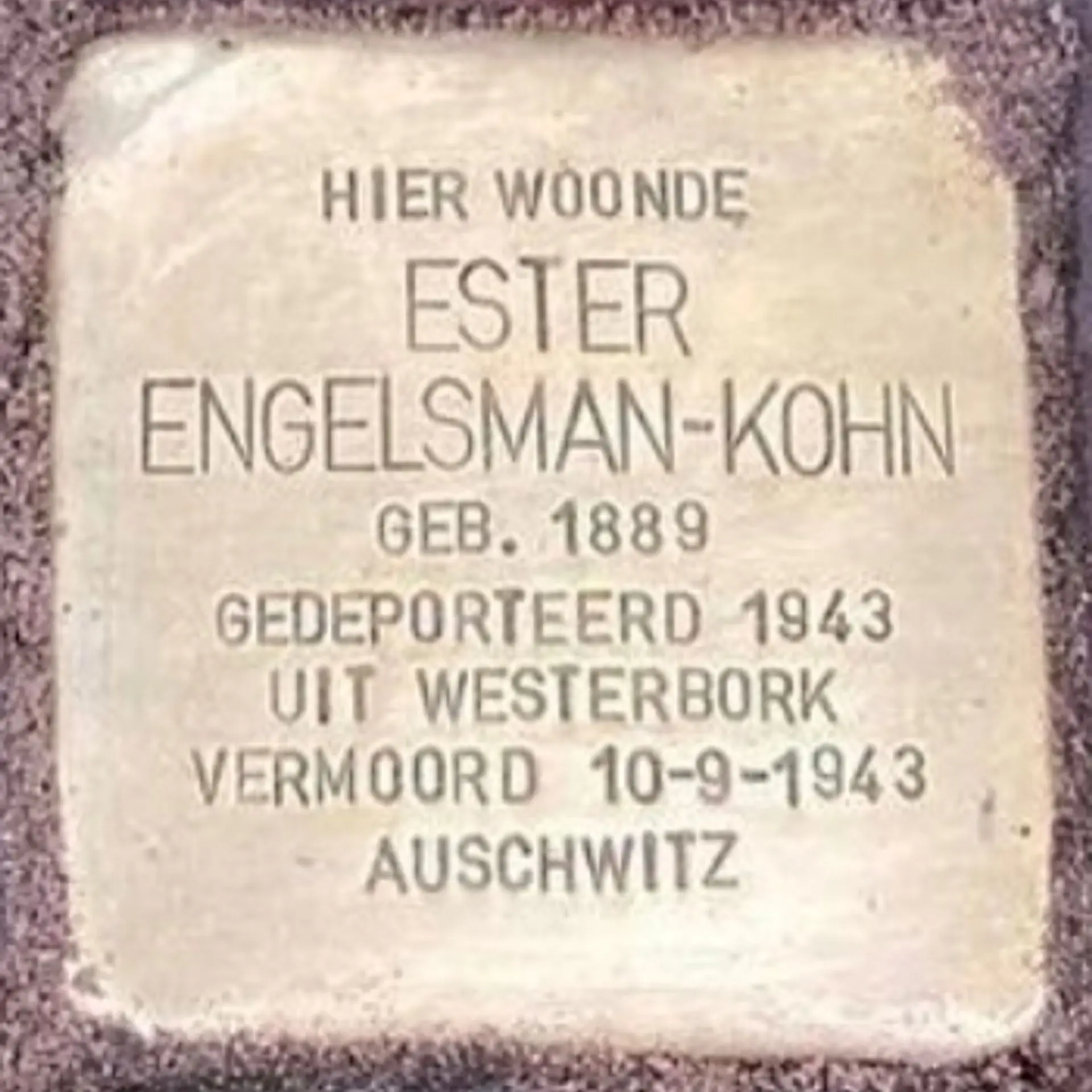 Struikelsteen voor Ester Engelsman-Kohn