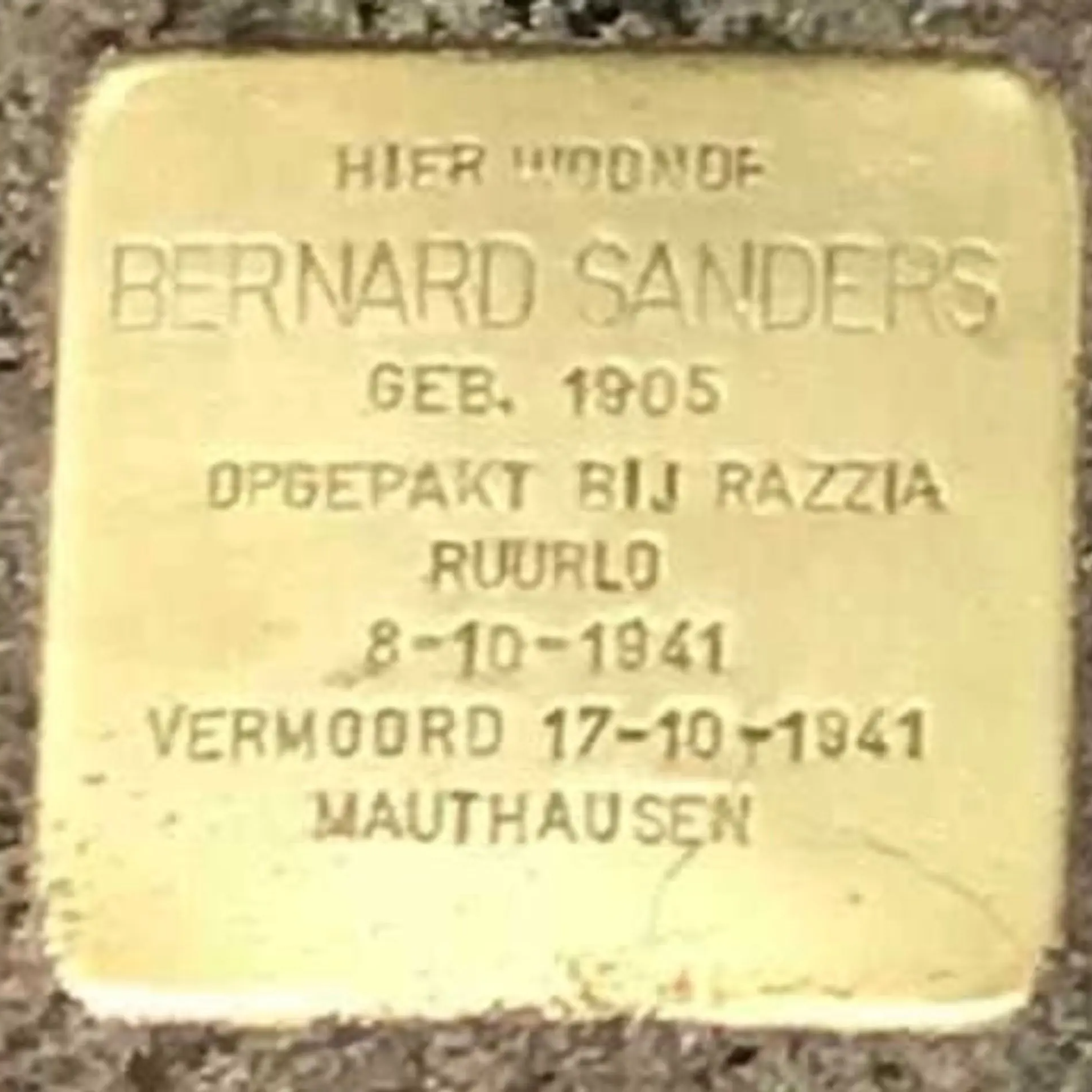 Struikelsteen voor Bernard Sanders