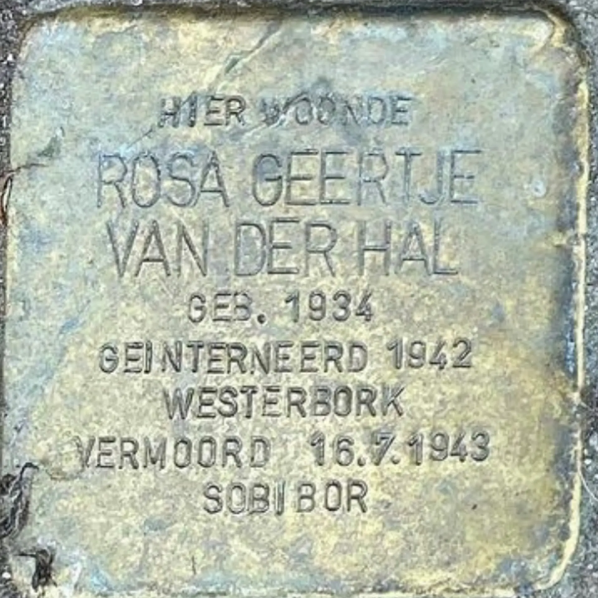 Struikelsteen voor Roza Geertje van der Hal