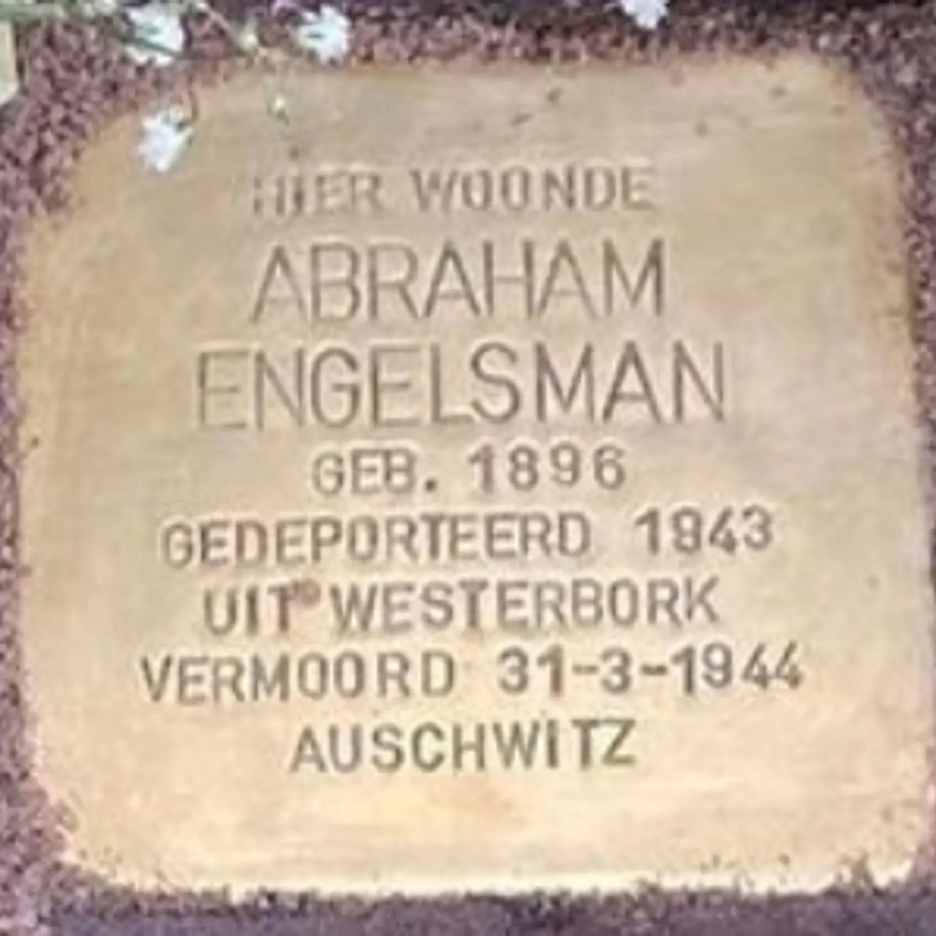 Struikelsteen voor Abraham Jacob Engelsman