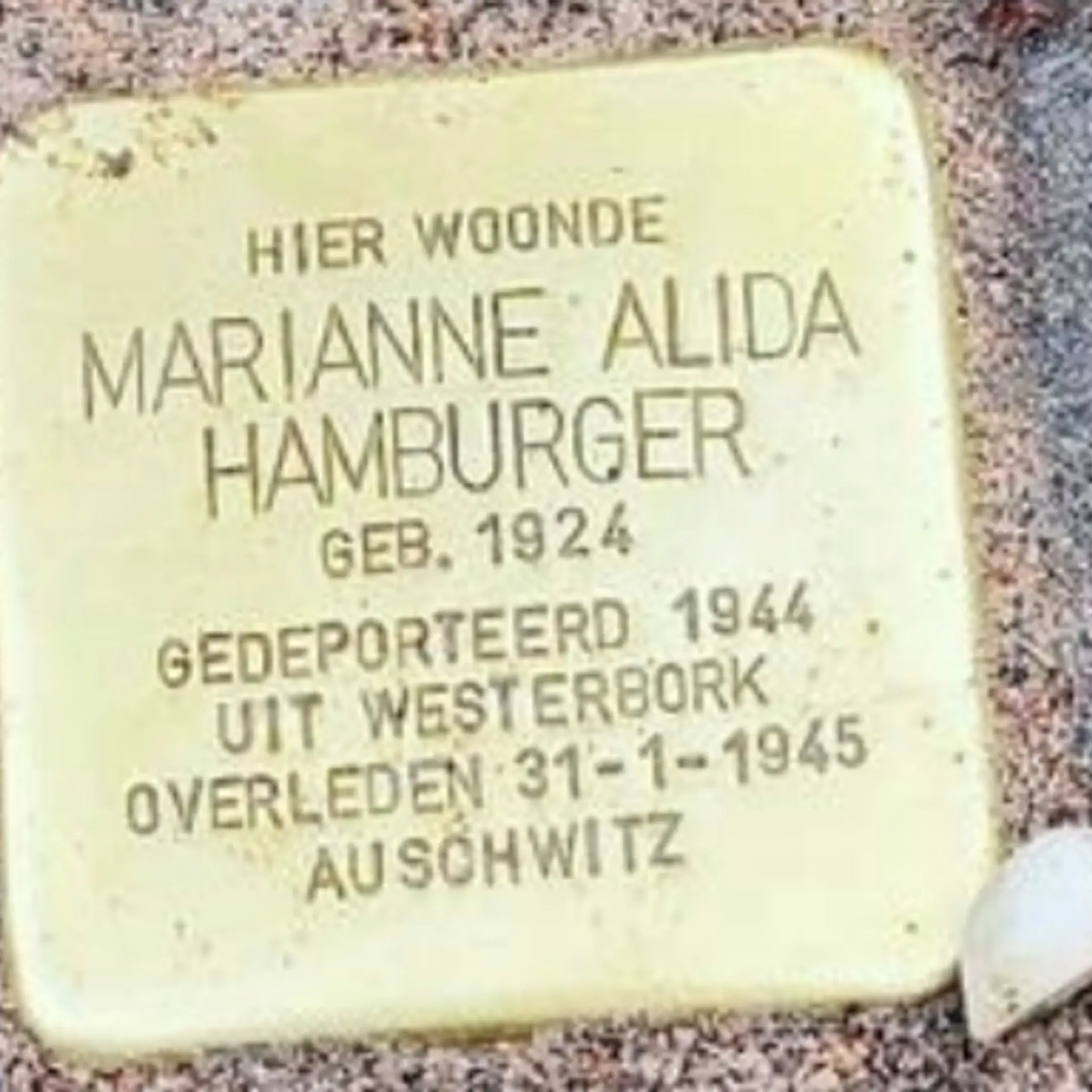 Struikelsteen voor Marianne Alida Hamburger