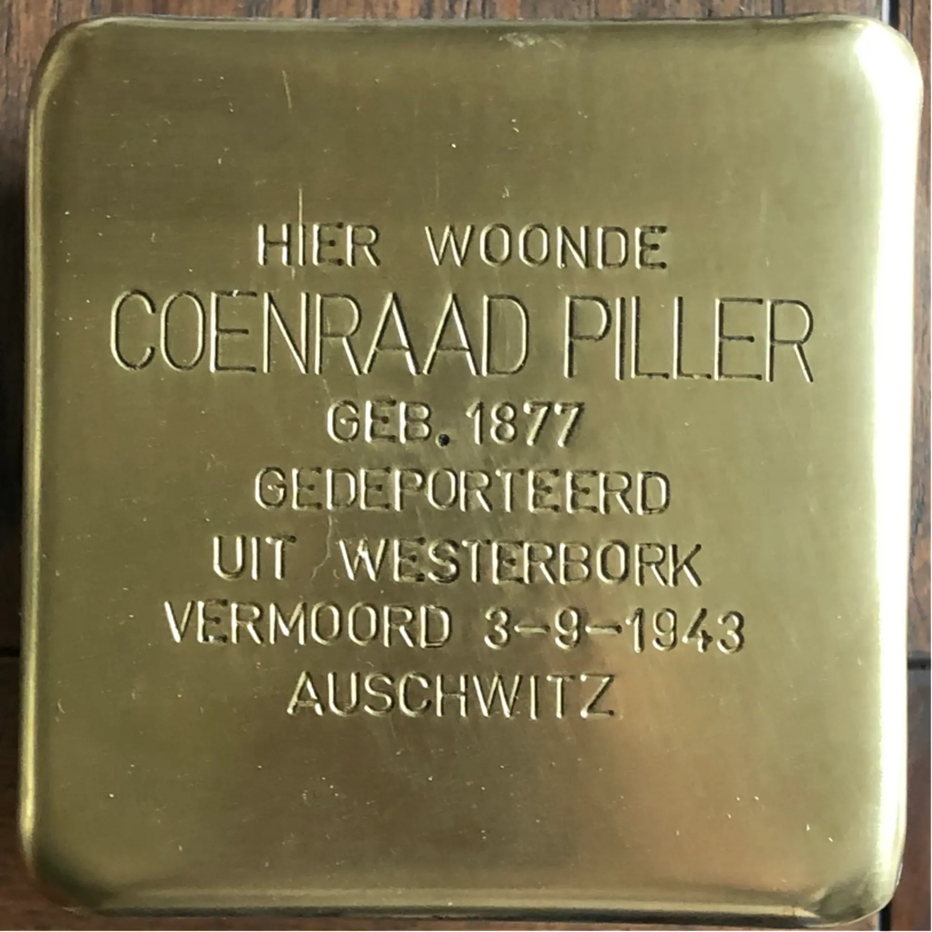 Struikelsteen voor Coenraad Piller