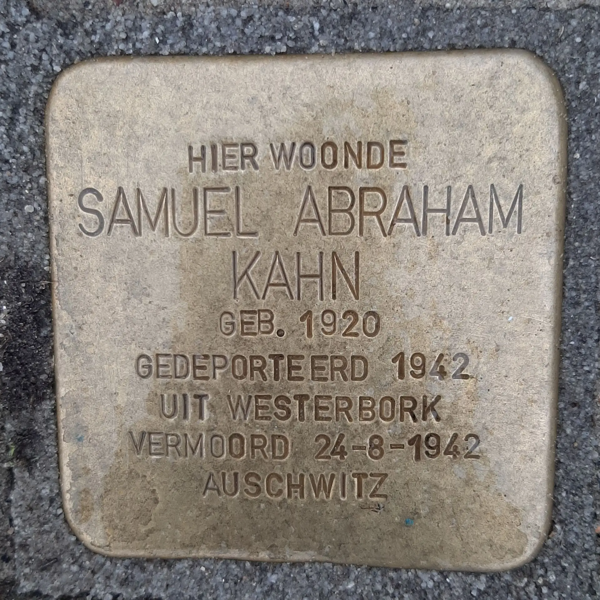 Struikelsteen voor Samuel Abraham Kahn