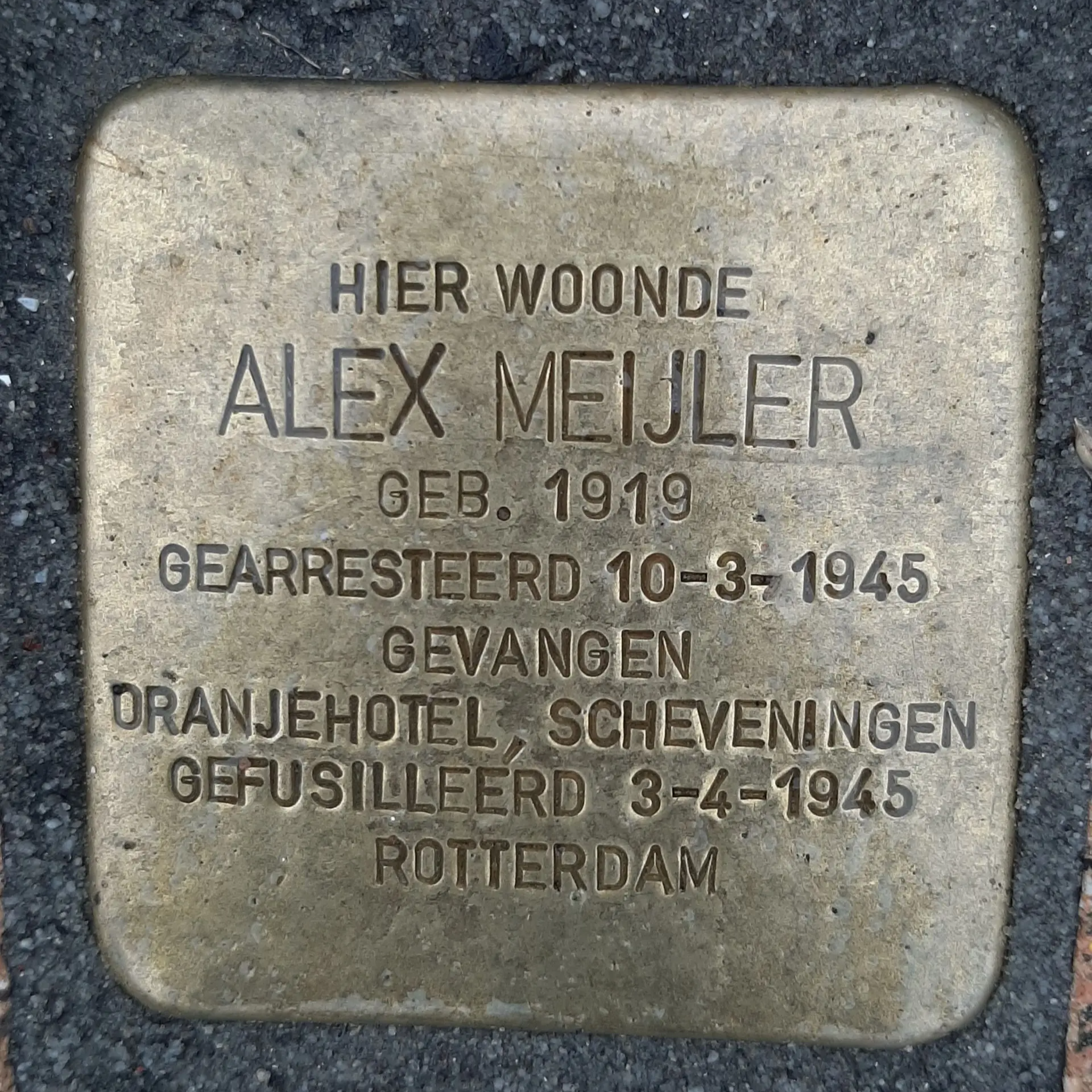 Struikelsteen voor Alex Meijler