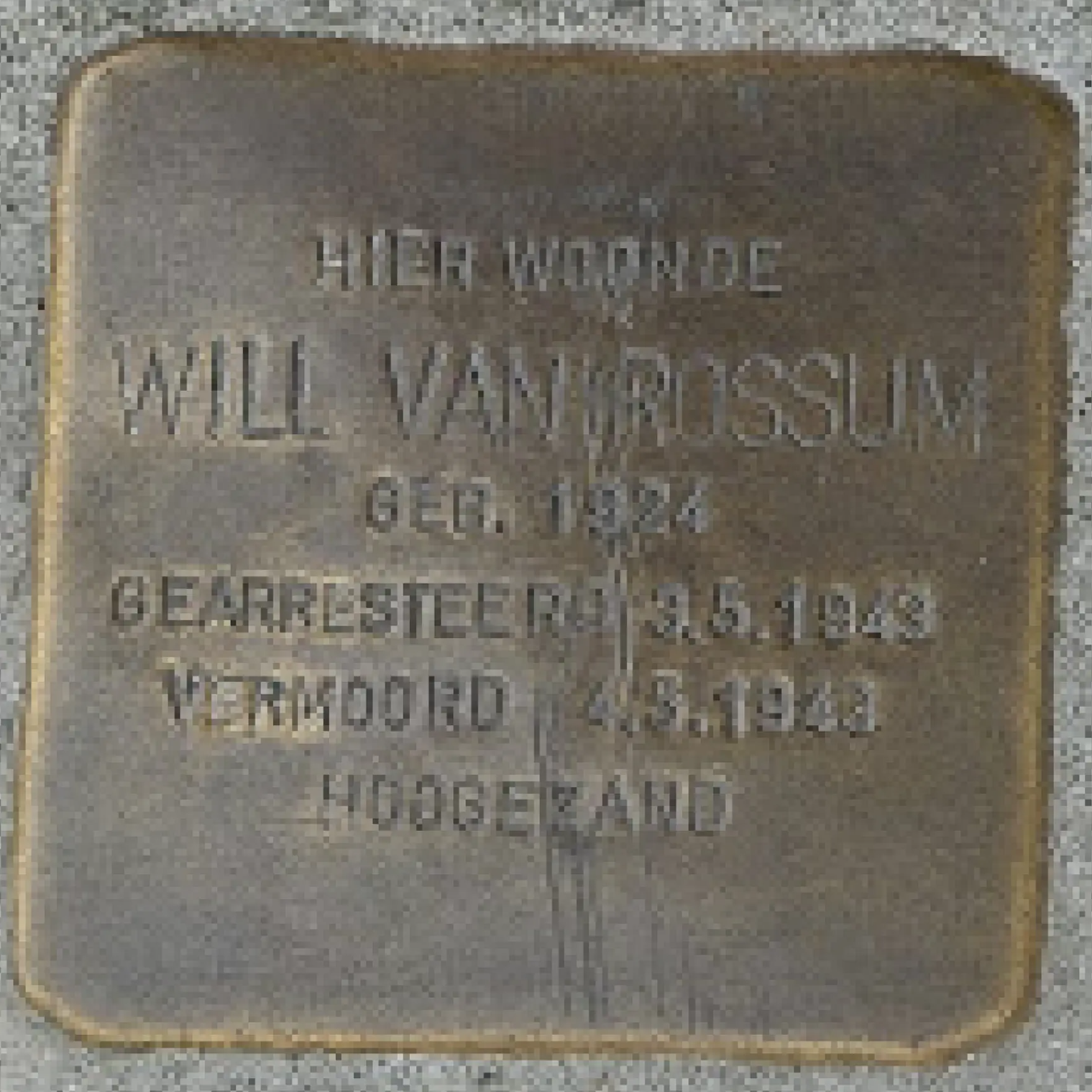Struikelsteen voor Willem Antonie van Rossum
