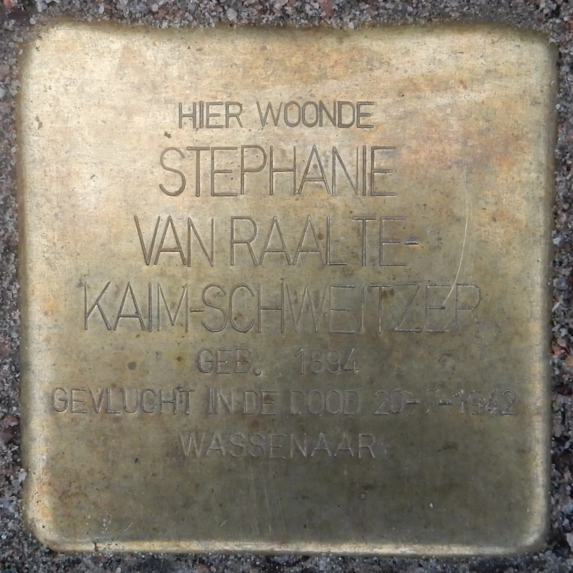 Struikelsteen voor Stephanie Charlotte van Raalte-Kaim-Schweitzer