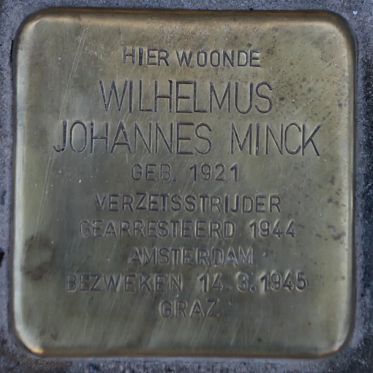 Struikelsteen voor Wilhelmus Johannes Minck