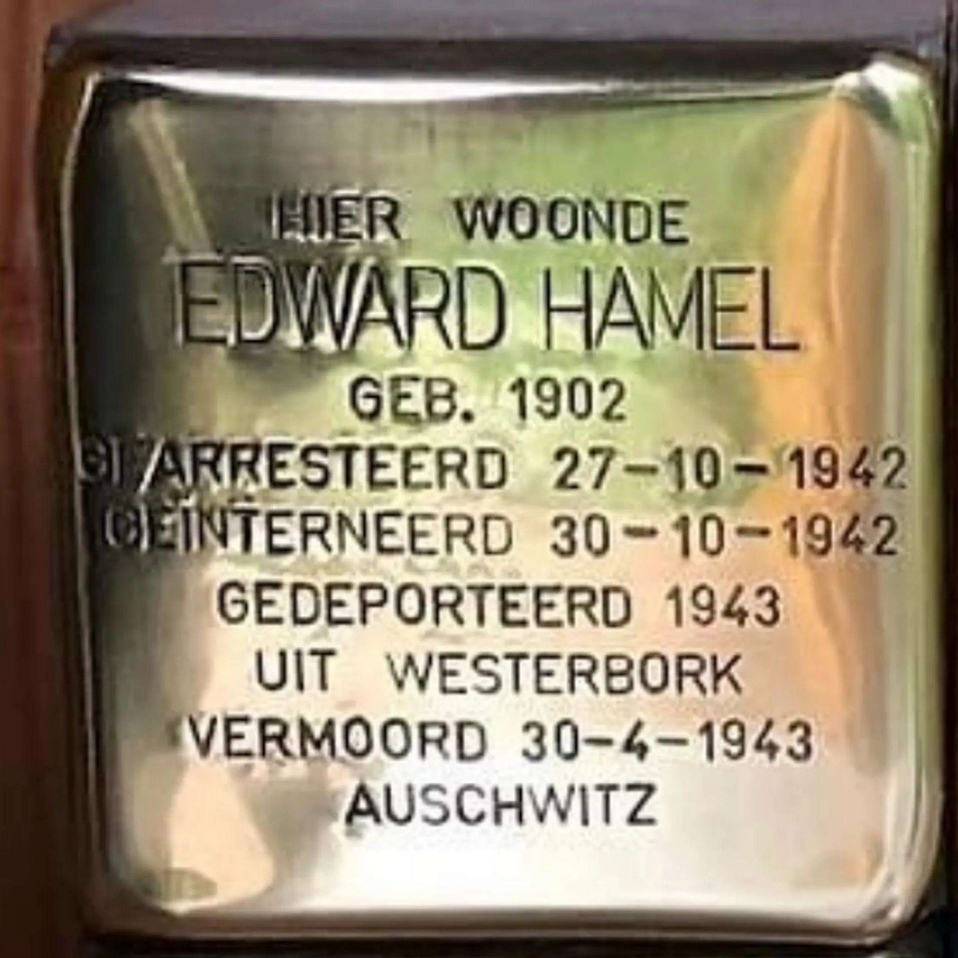 Struikelsteen voor Edward (Eddy) Hamel