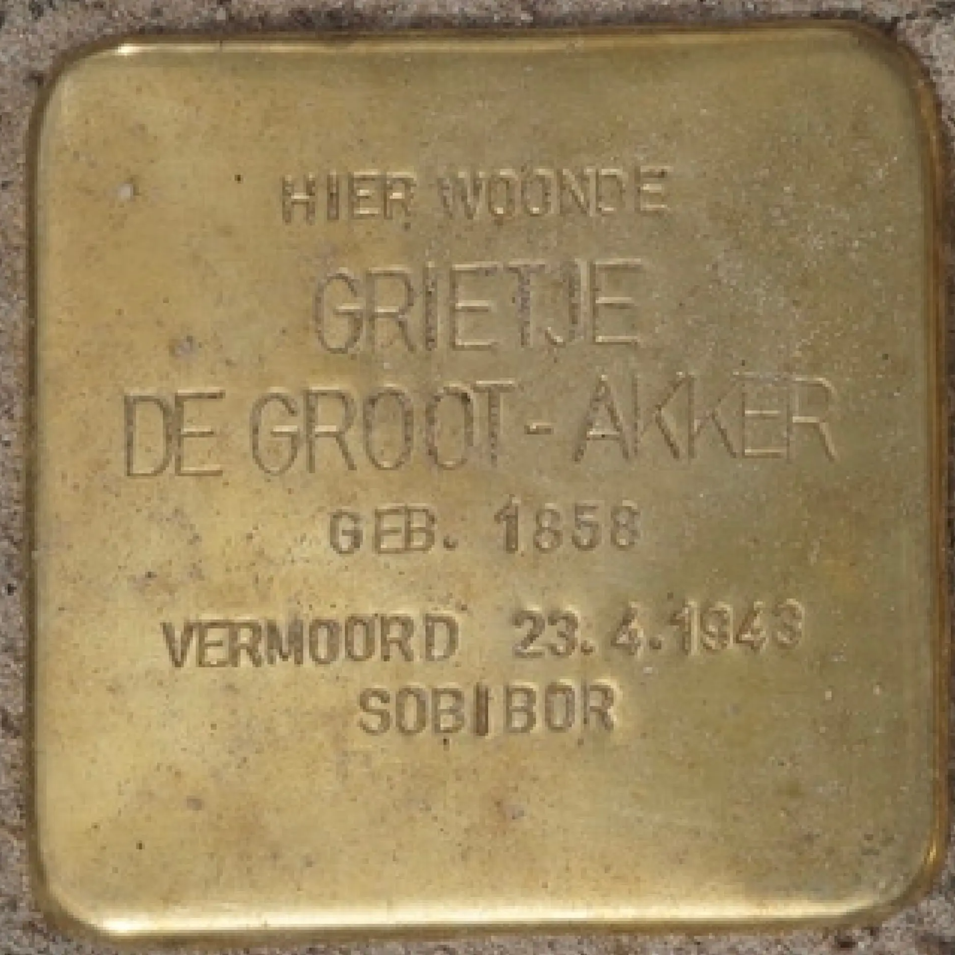 Struikelsteen voor Grietje de Groot-Akker