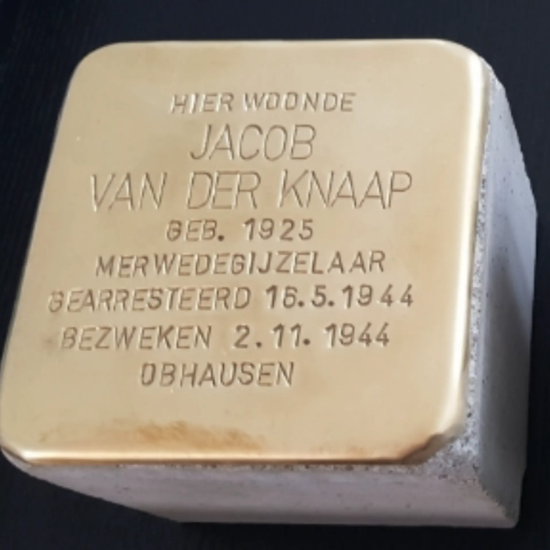 Struikelsteen voor Jacob van der Knaap