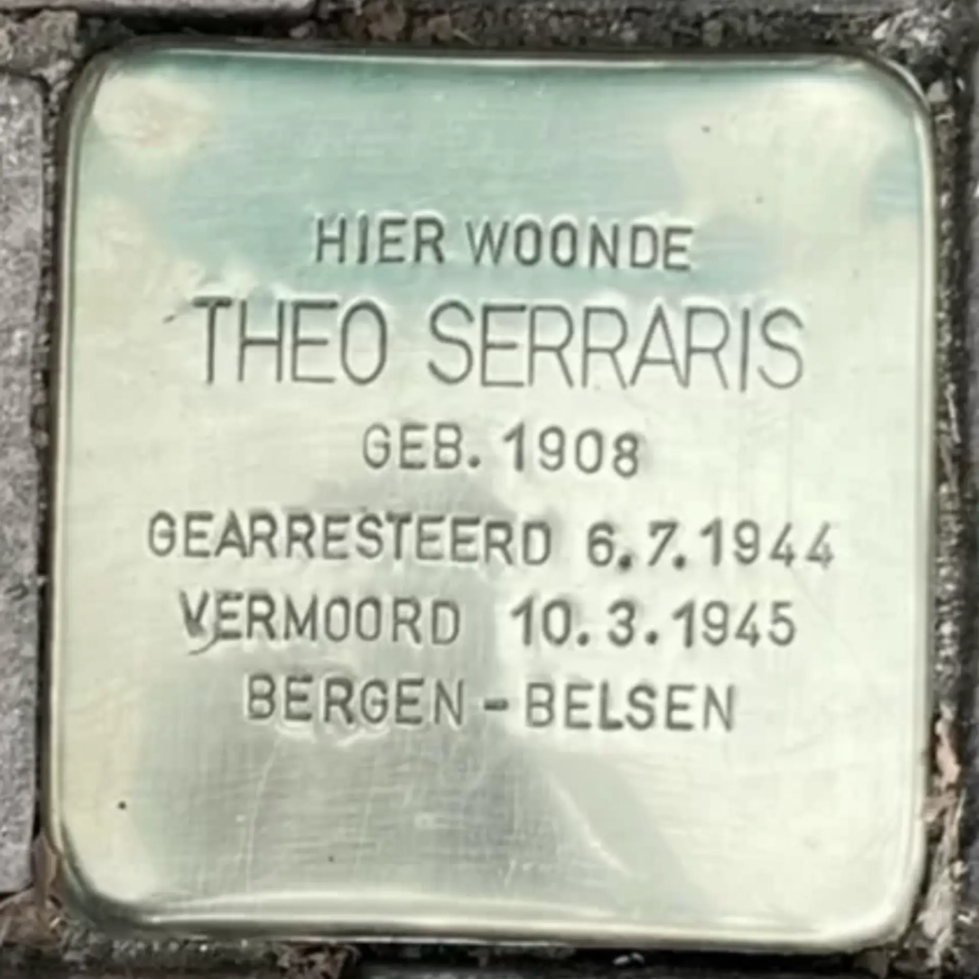Struikelsteen voor Theodore Willem Serraris