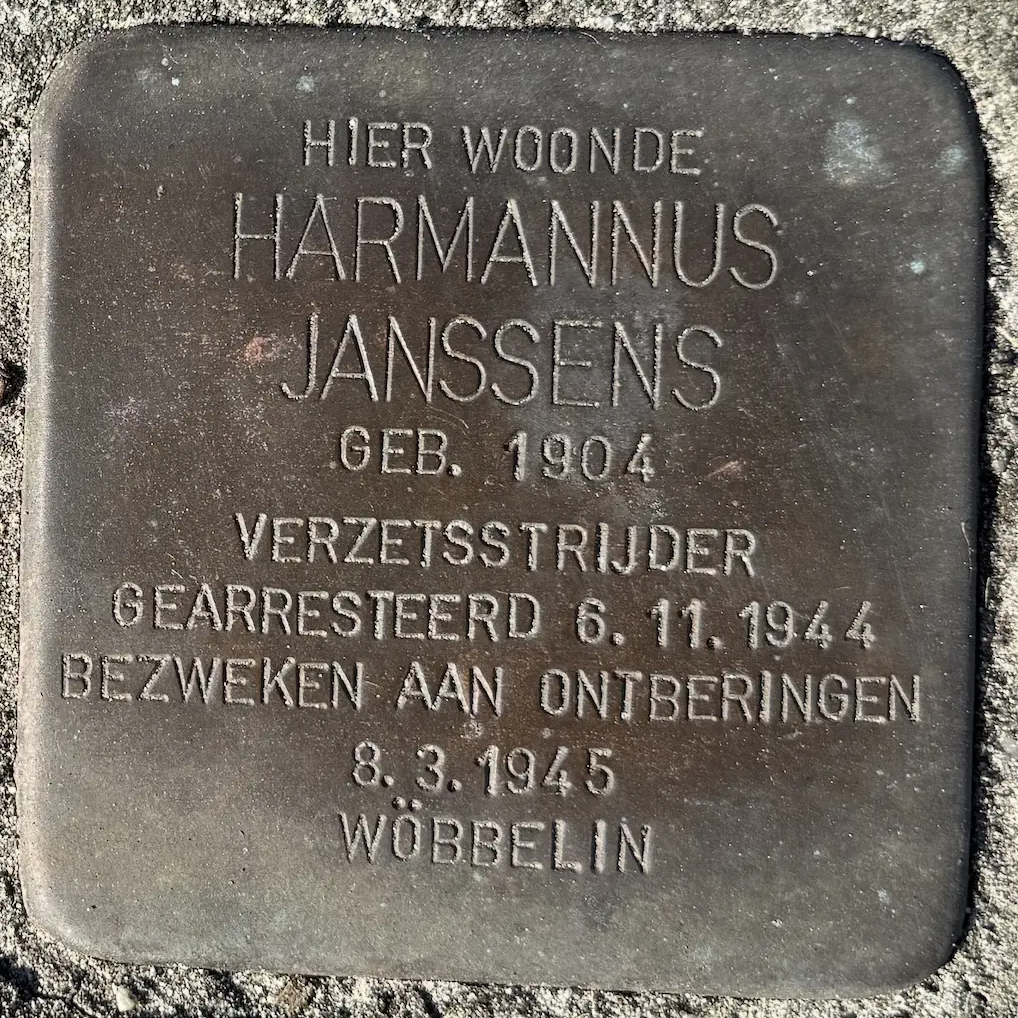 Struikelsteen voor Harmannus Janssens