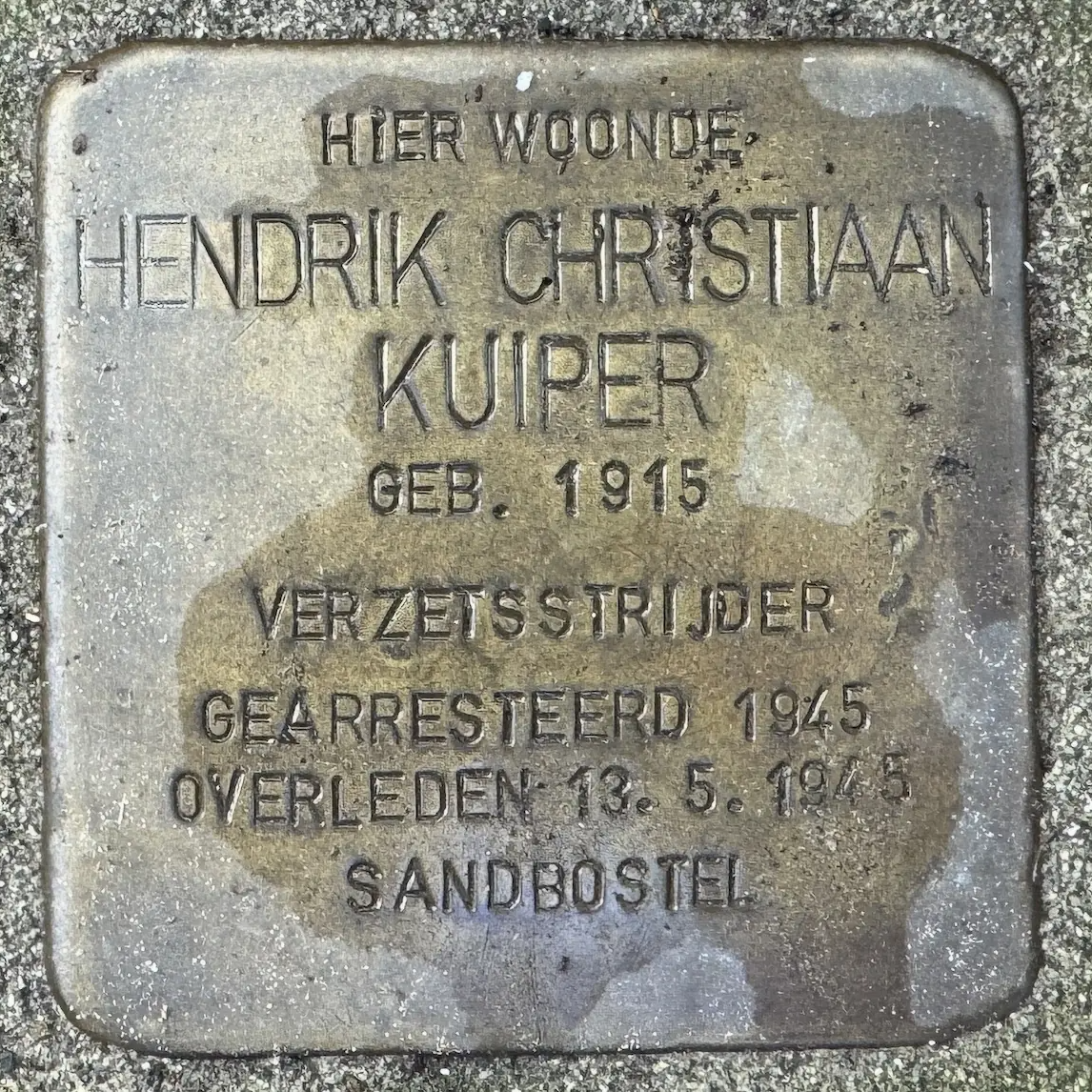 Struikelsteen voor Hendrik Christiaan Kuiper