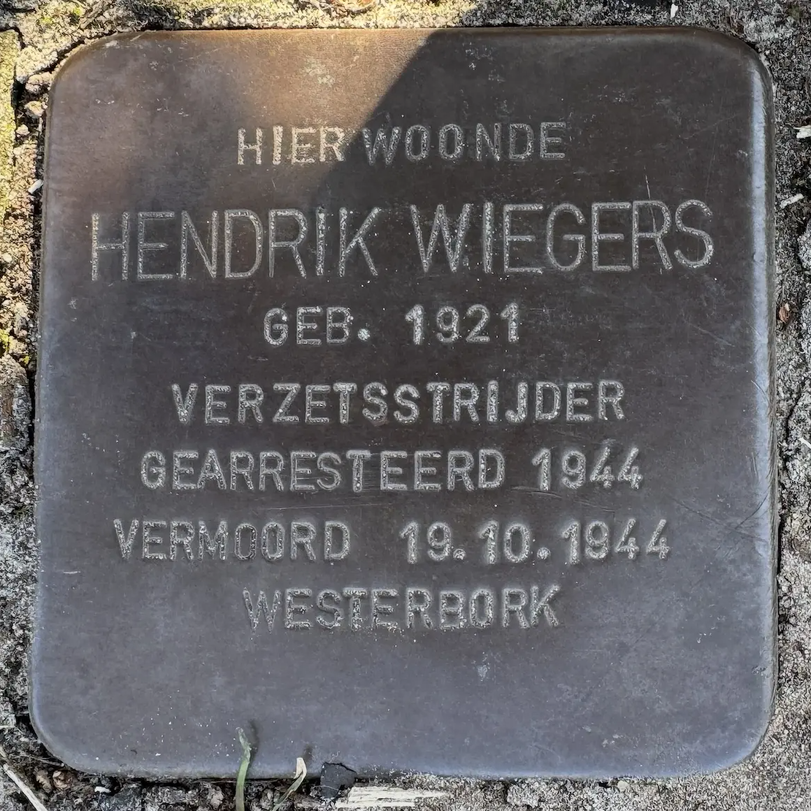 Struikelsteen voor Hendrik Wiegers