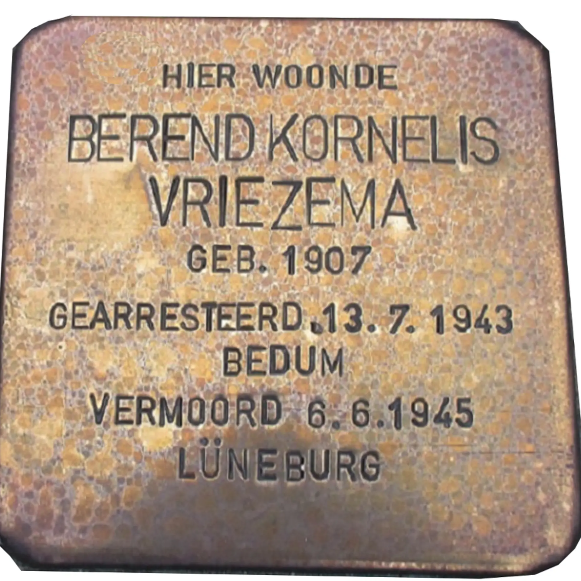Struikelsteen voor Berend Kornelis Vriezema
