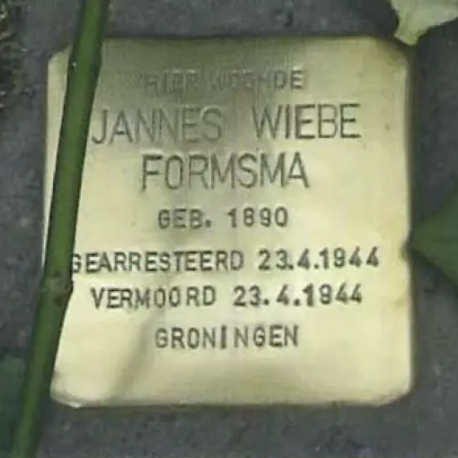Struikelsteen voor Jannes Wiebe Formsma