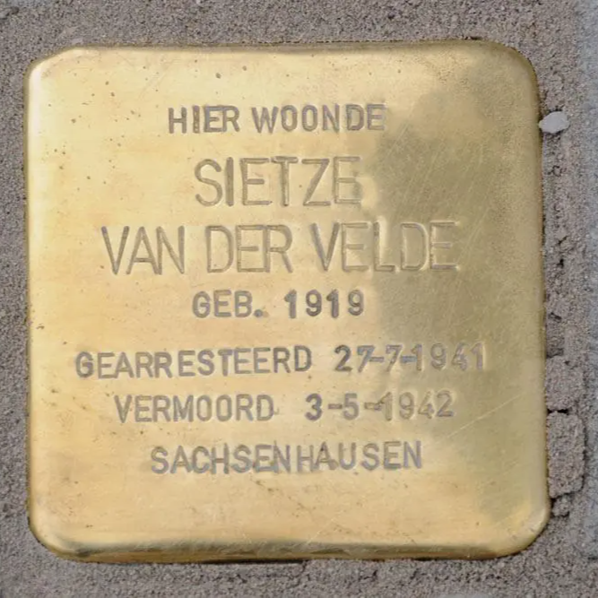 Struikelsteen voor Sietze (Jan) van der Velde