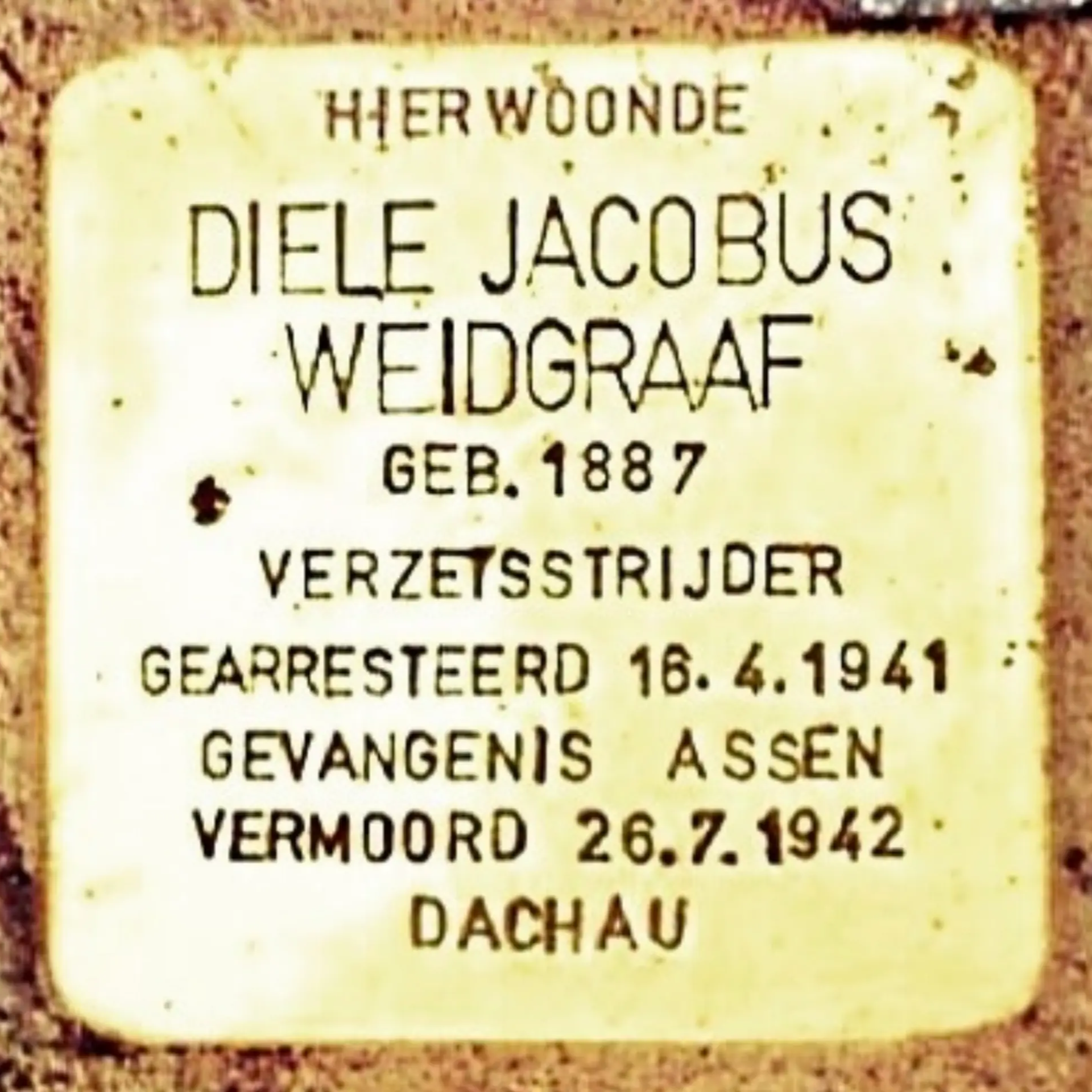 Struikelsteen voor Diele Jacobus Weidgraaf
