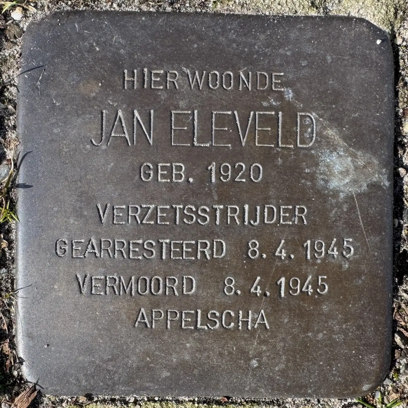 Struikelsteen voor Jan Eleveld