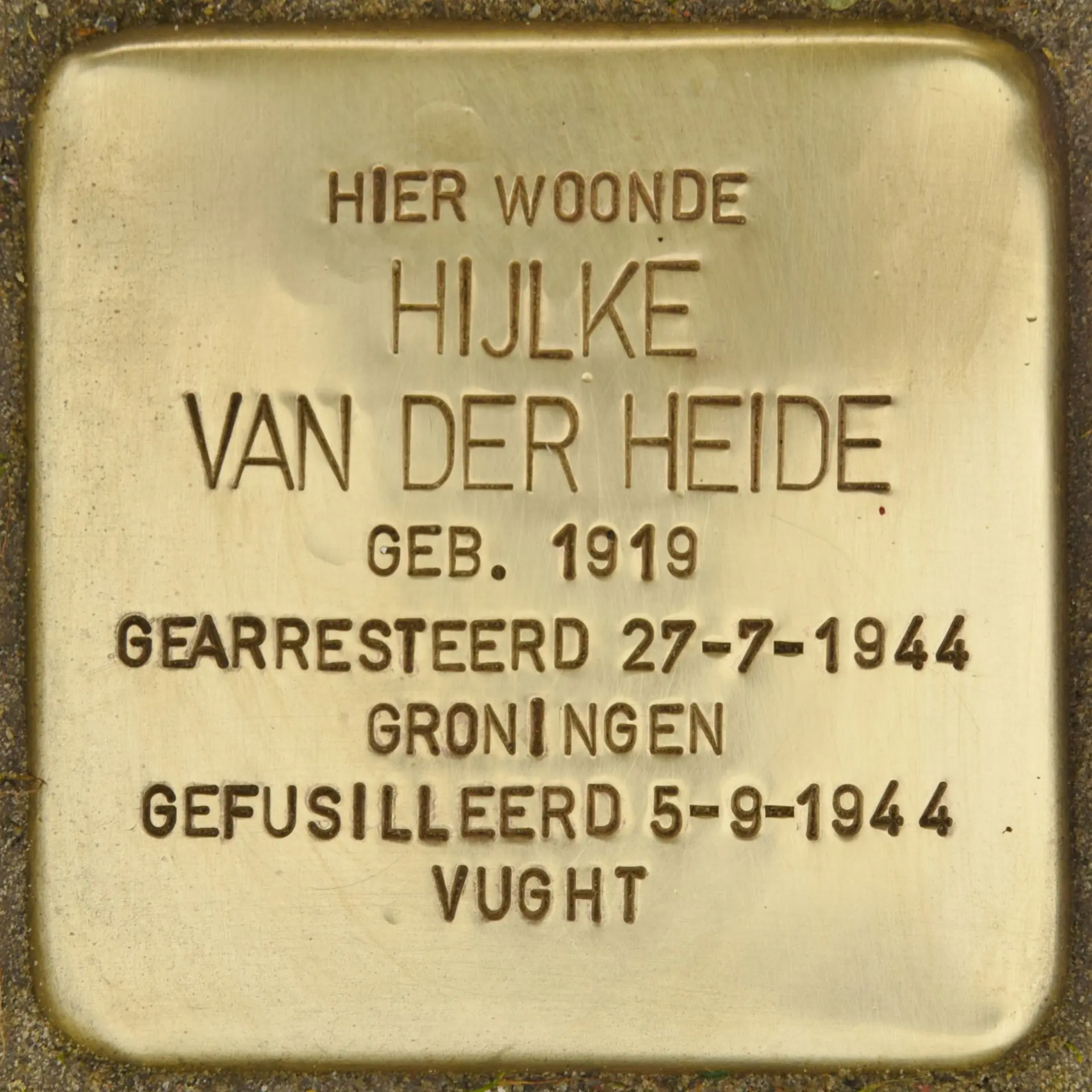 Struikelsteen voor Hijlke van der Heide
