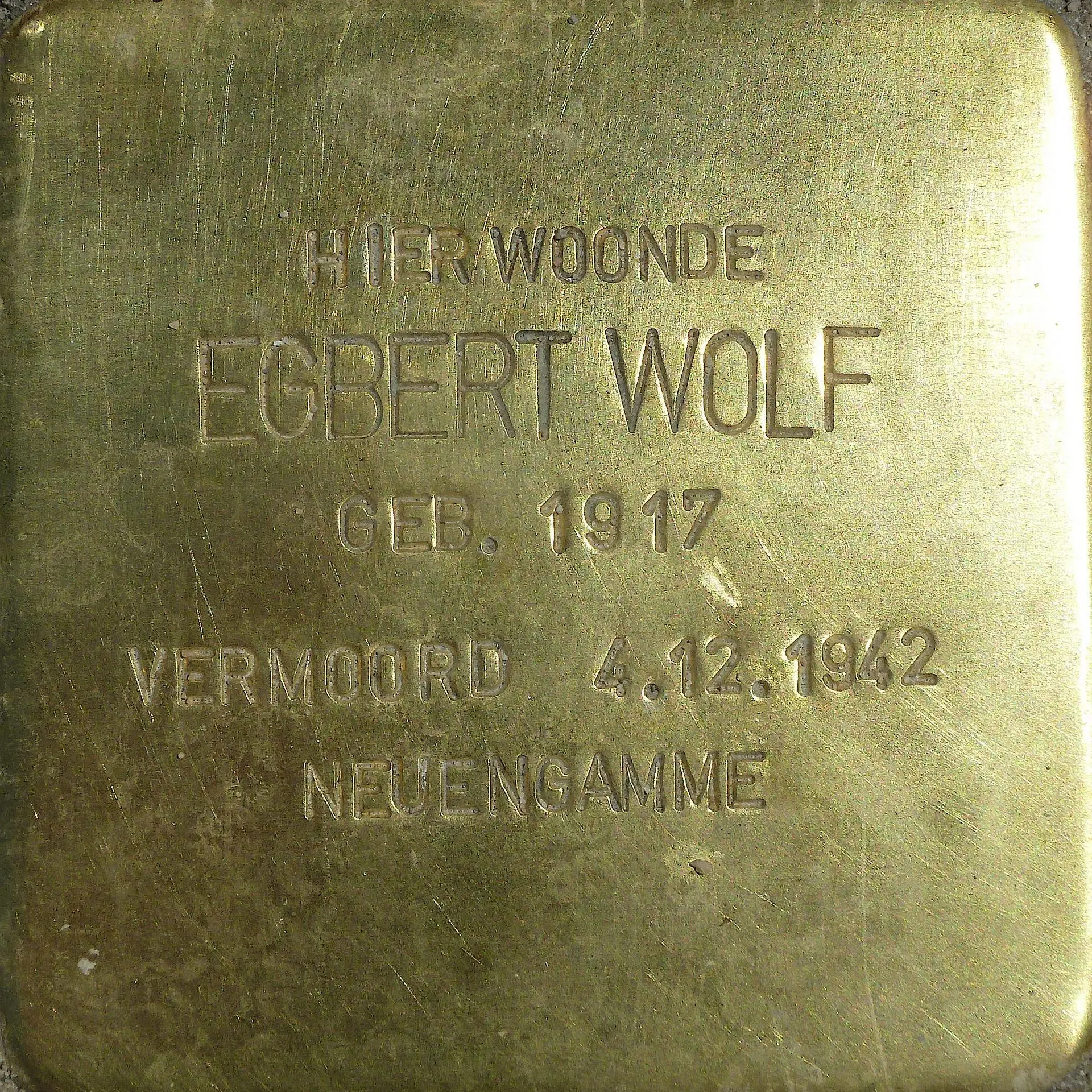 Struikelsteen voor Egbert Wolf