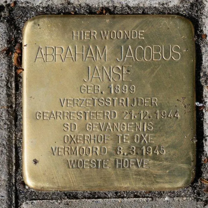 Struikelsteen voor Abraham Jacobus Janse