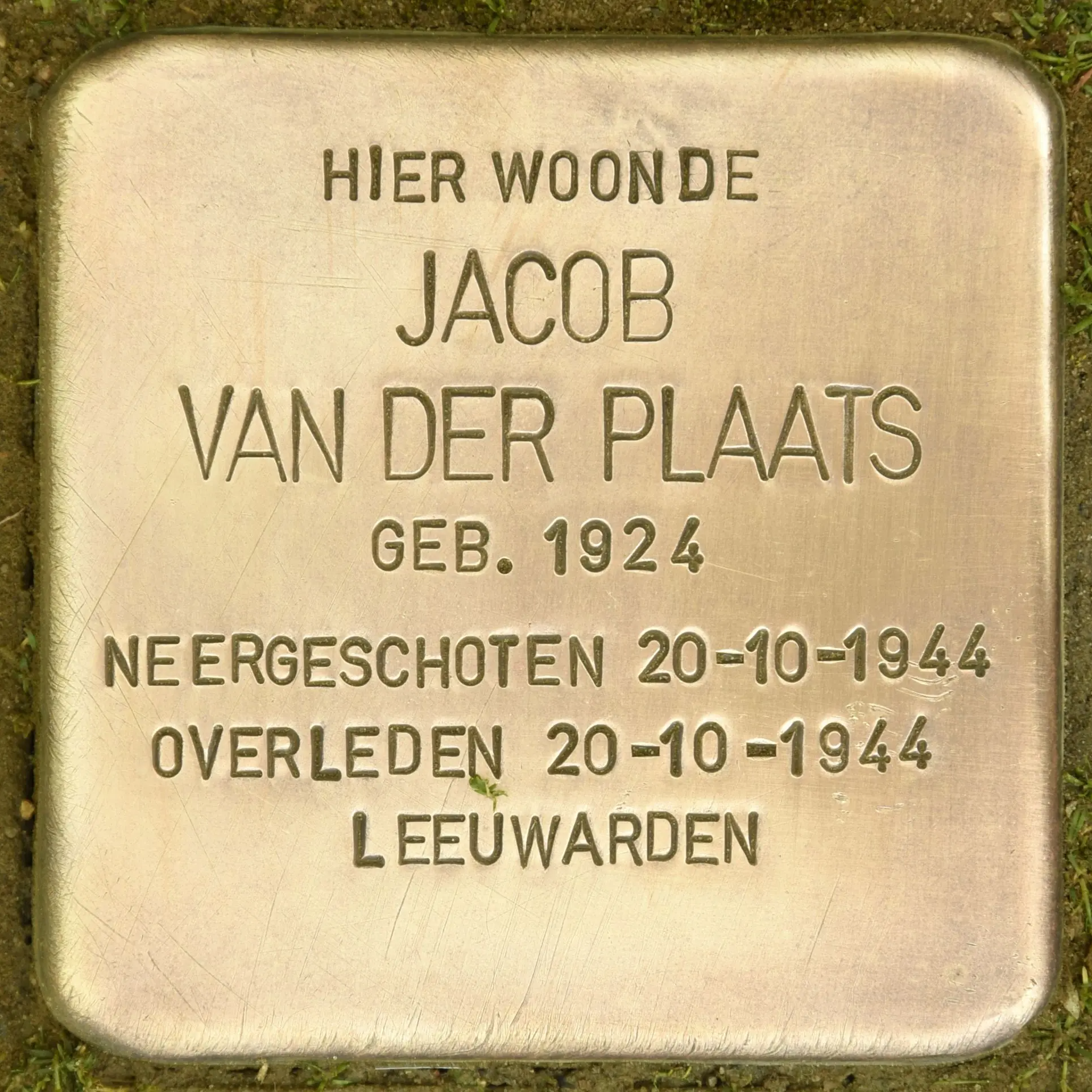 Struikelsteen voor Jacob van der Plaats