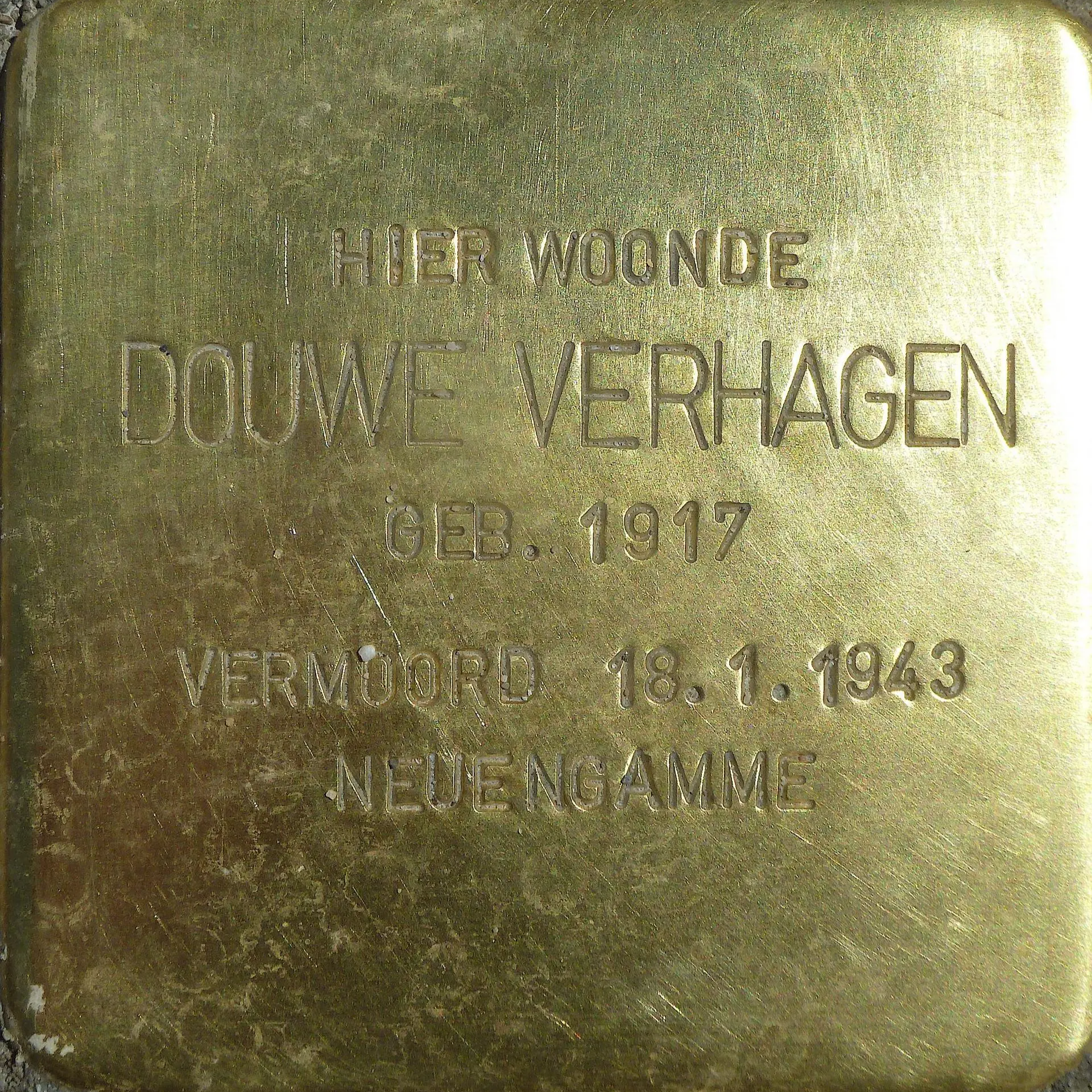 Struikelsteen voor Douwe Verhagen