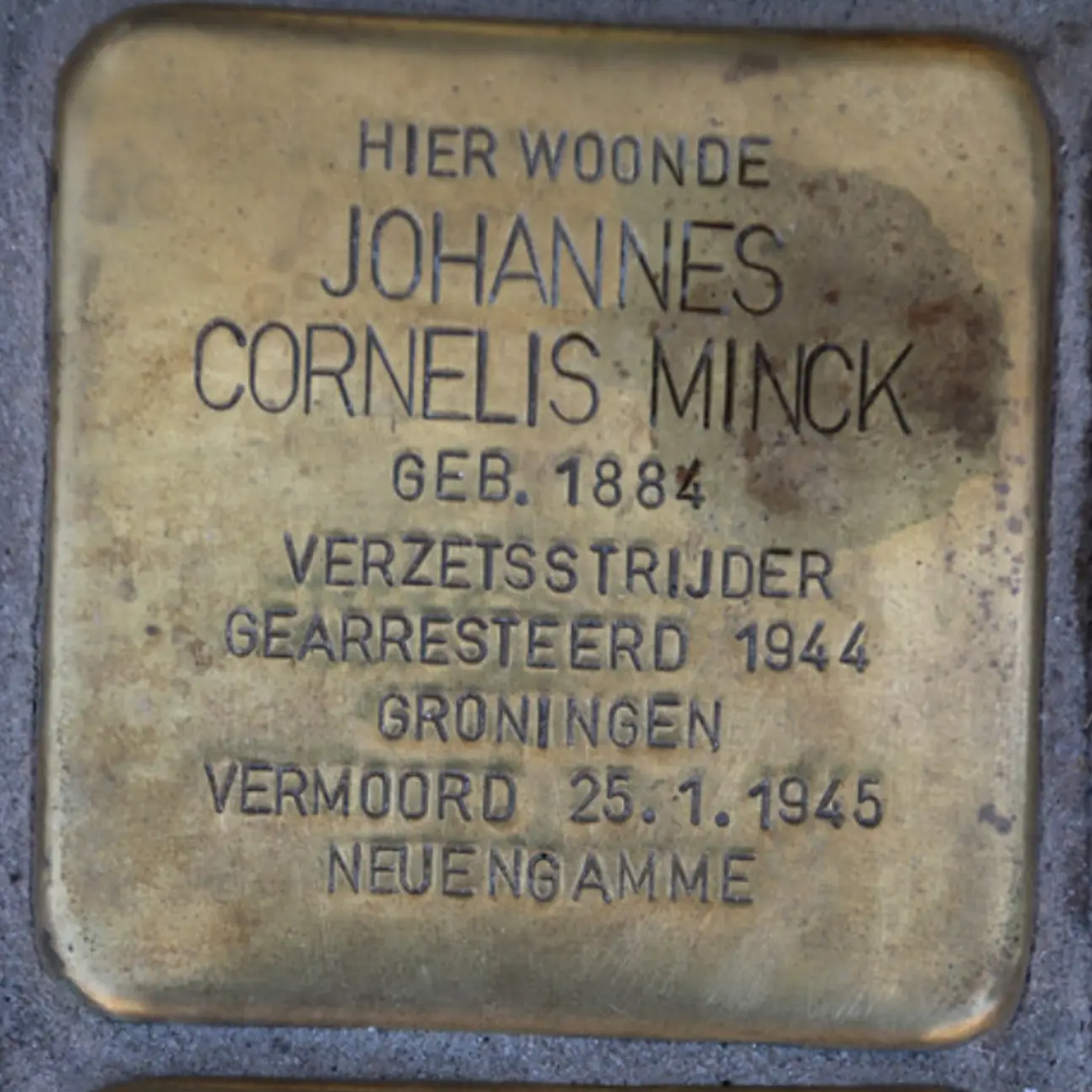 Struikelsteen voor Johannes Cornelis Minck