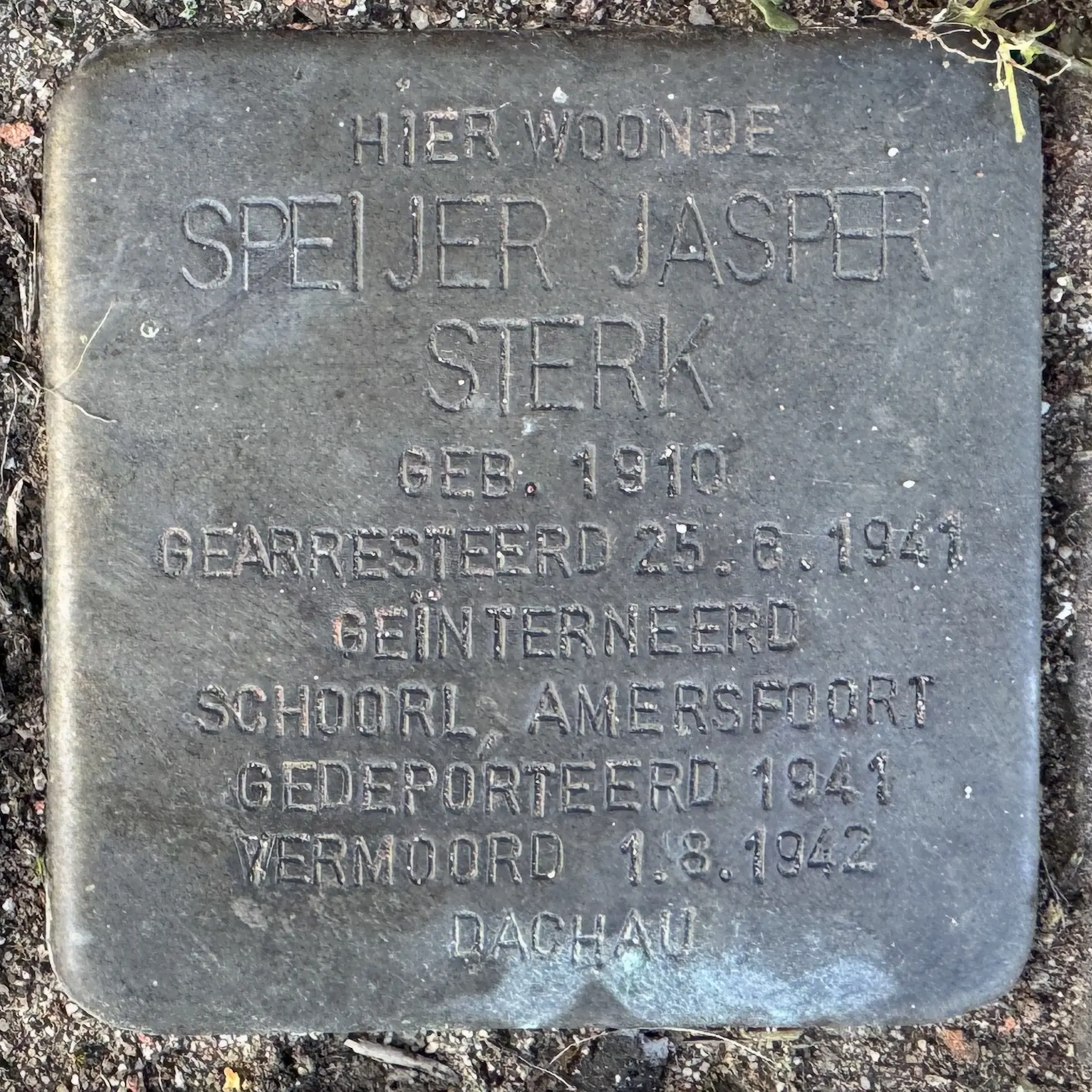 Struikelsteen voor Spyer (Speijer) Jasper Sterk