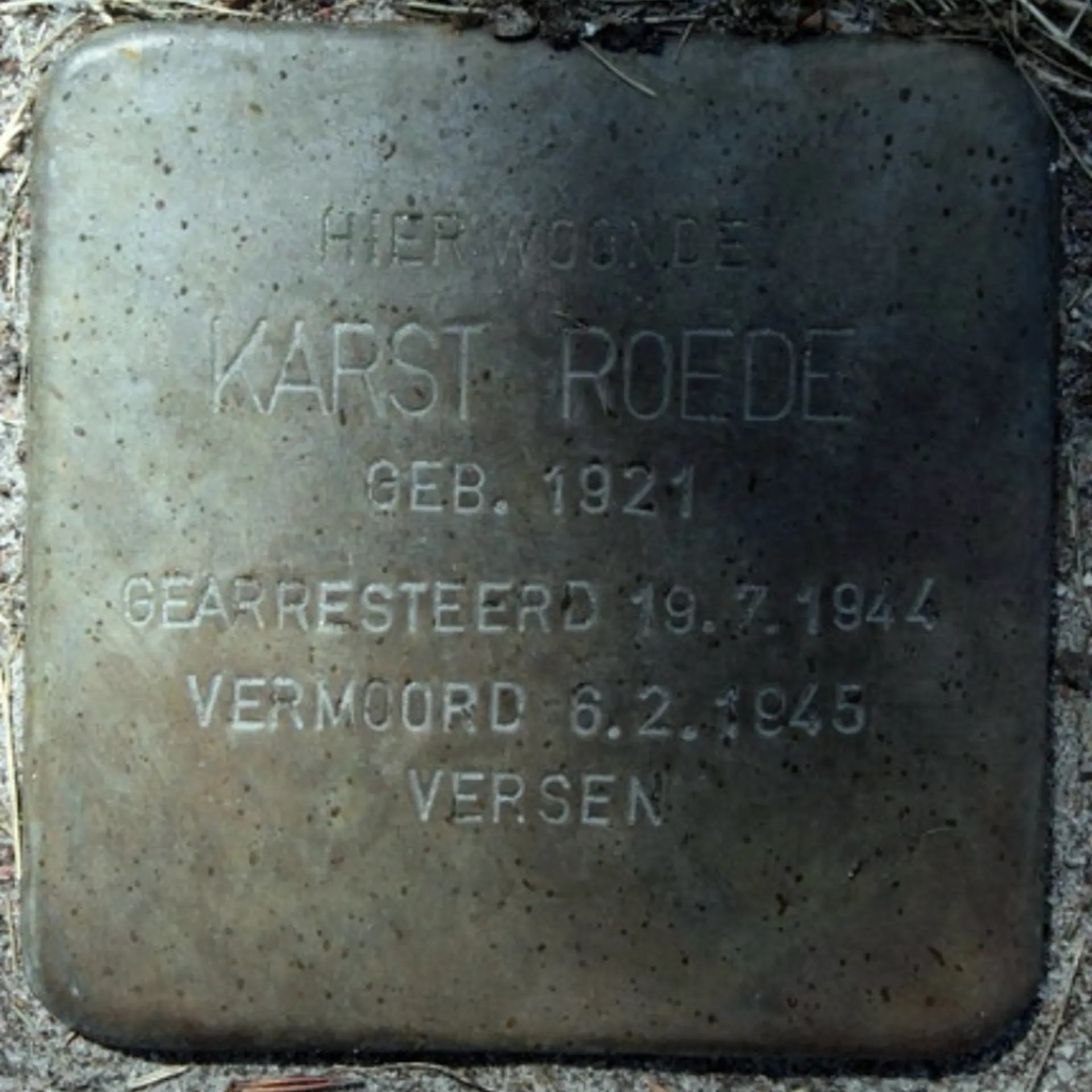 Struikelsteen voor Karst Roede