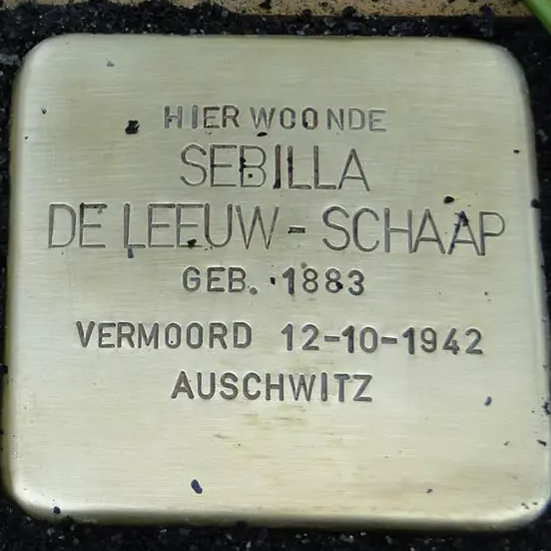 Struikelsteen voor Sebilla Johanna de Leeuw-Schaap
