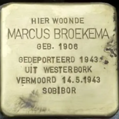 Struikelsteen voor Marcus Broekema