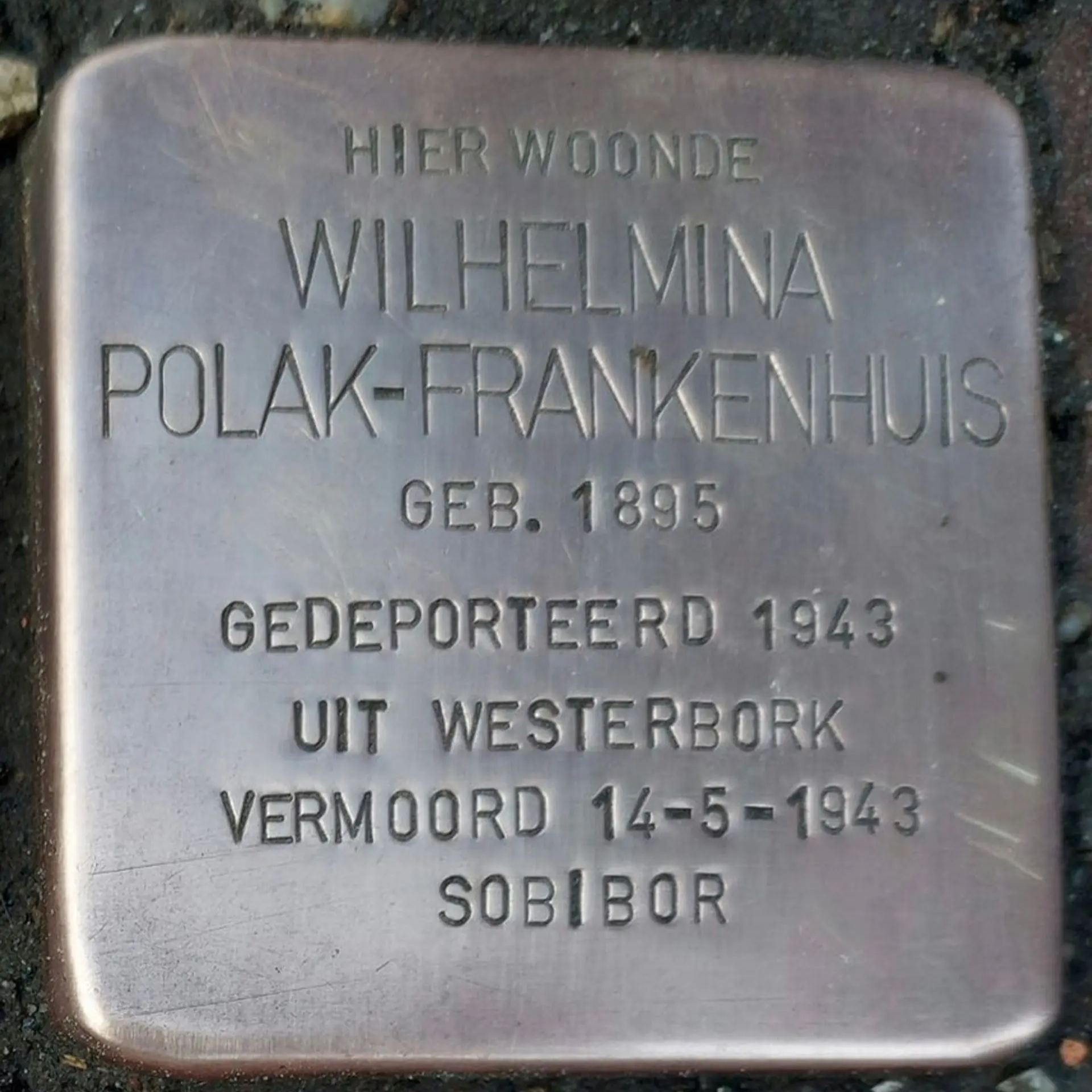 Struikelsteen voor Willhelmina Polak-Frankenhuis